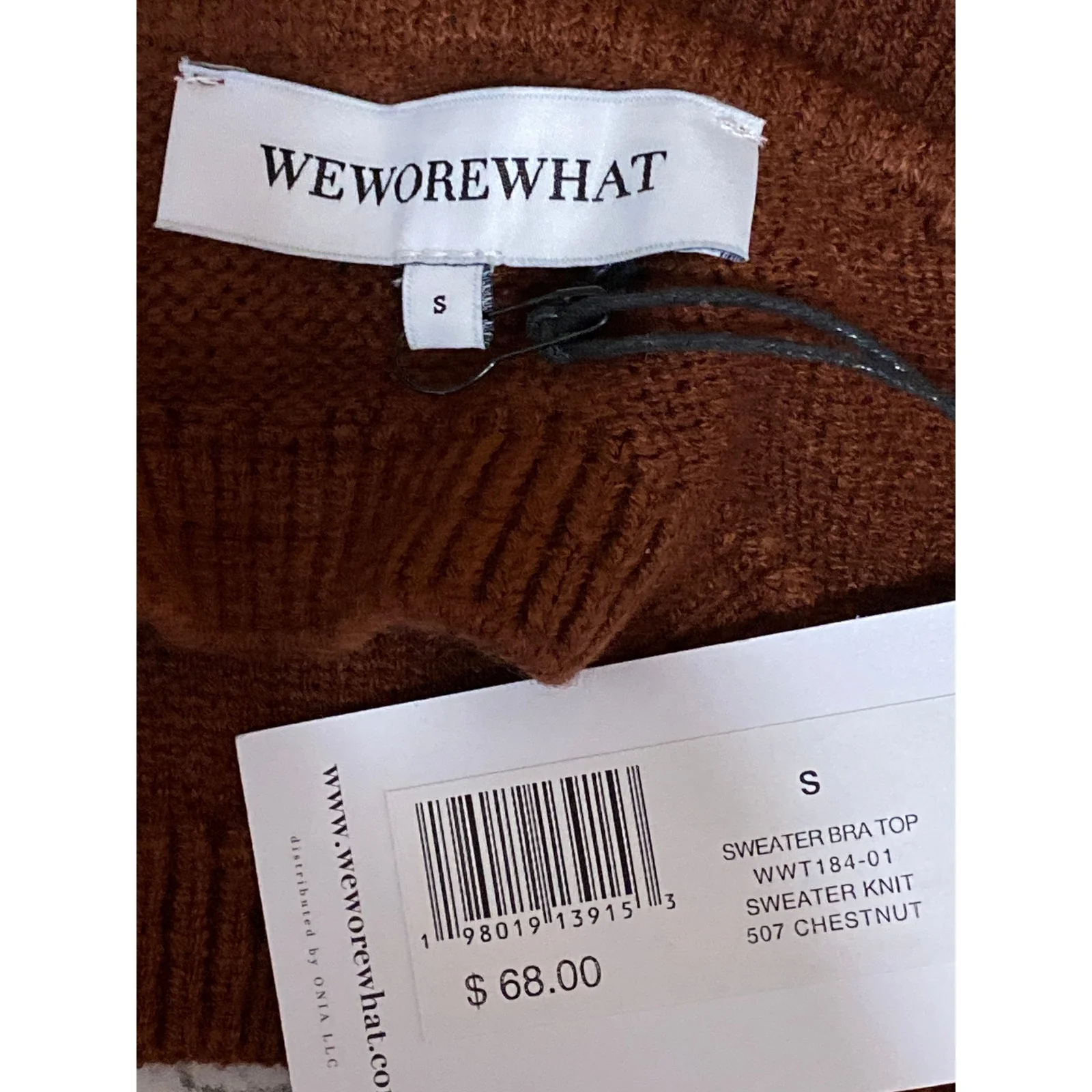 NEW WeWoreWhat Chestnut Brown Sleeveless Knit Sweater Brami Bra Top Size S - Image 6