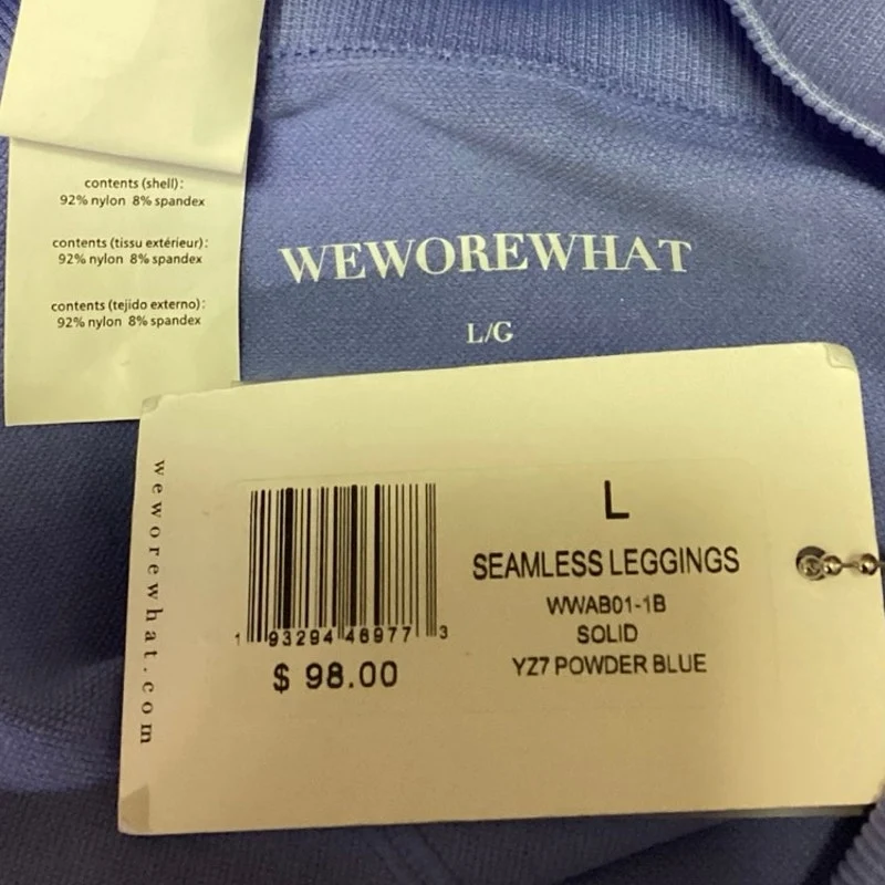 NEW WeWoreWhat Powder Blue High Rise Seamless Athletic Leggings Pants Size L - Image 4