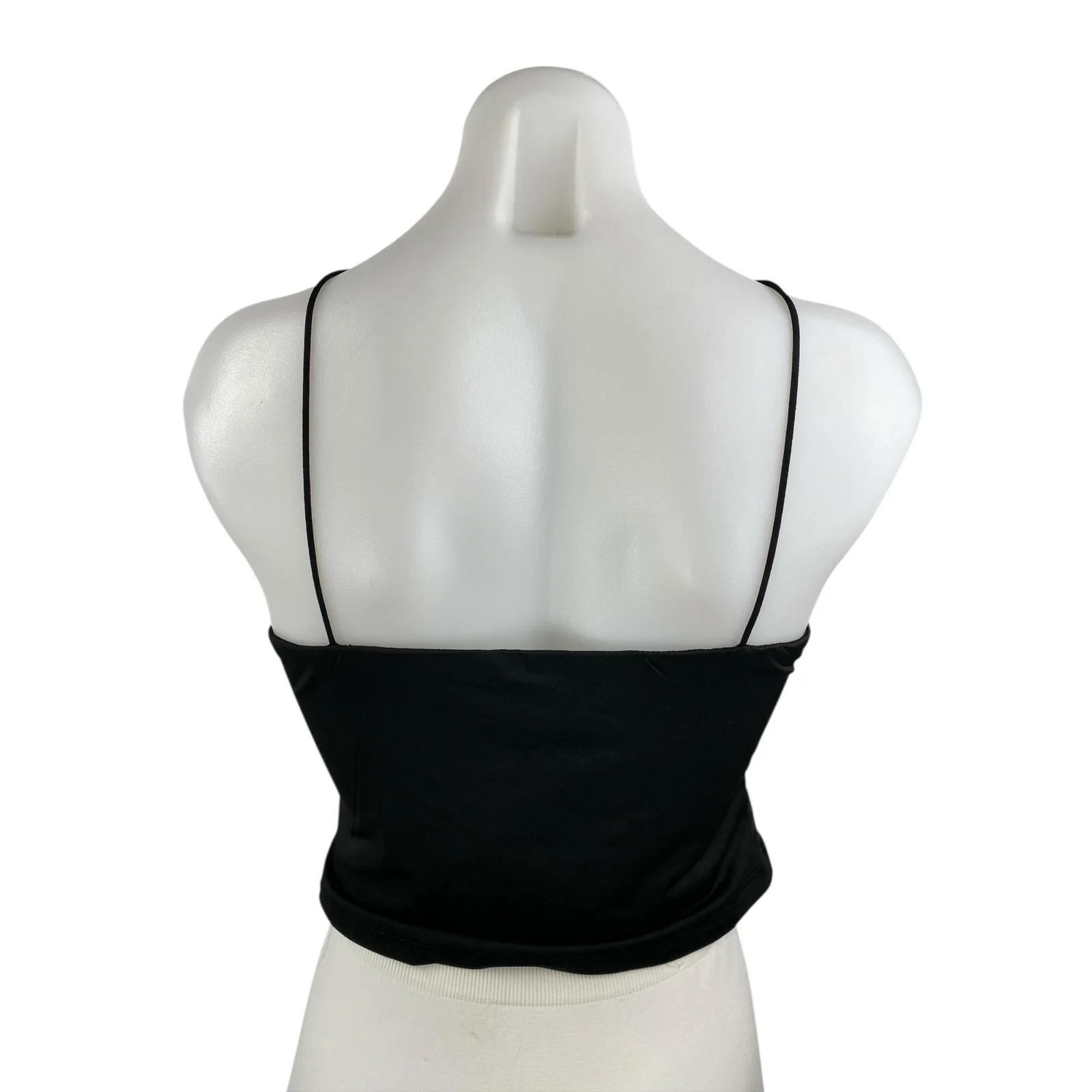 NEW White Fox Black Flower Keyhole Sleeveless Halter Camisole Crop Tank Top M - Image 2