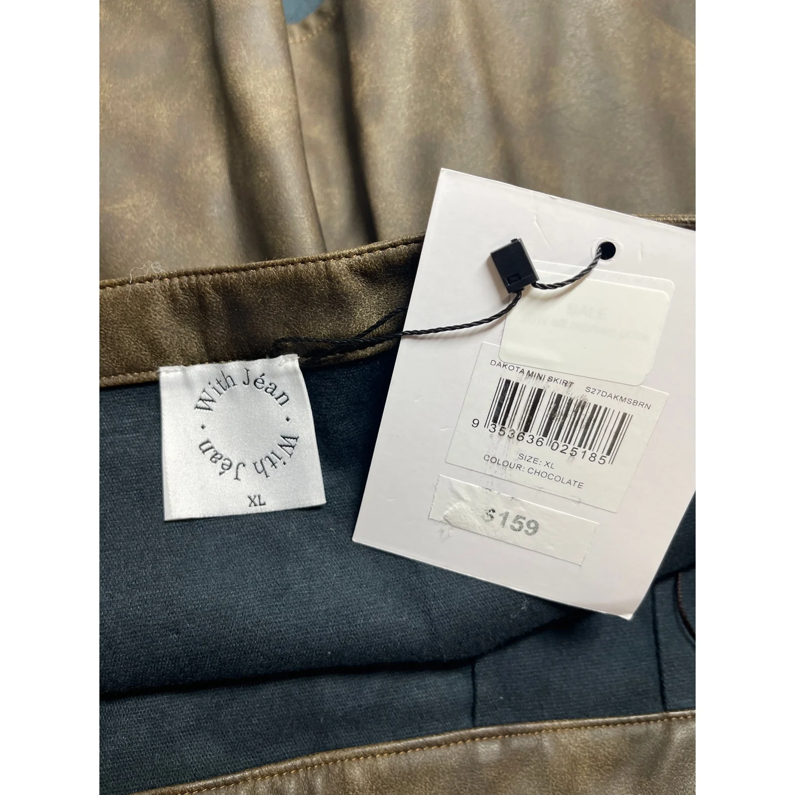 NEW With Jean Dakota Faux Vegan Leather Low Rise Mini Flare A-Line Skirt Size XL - Image 5