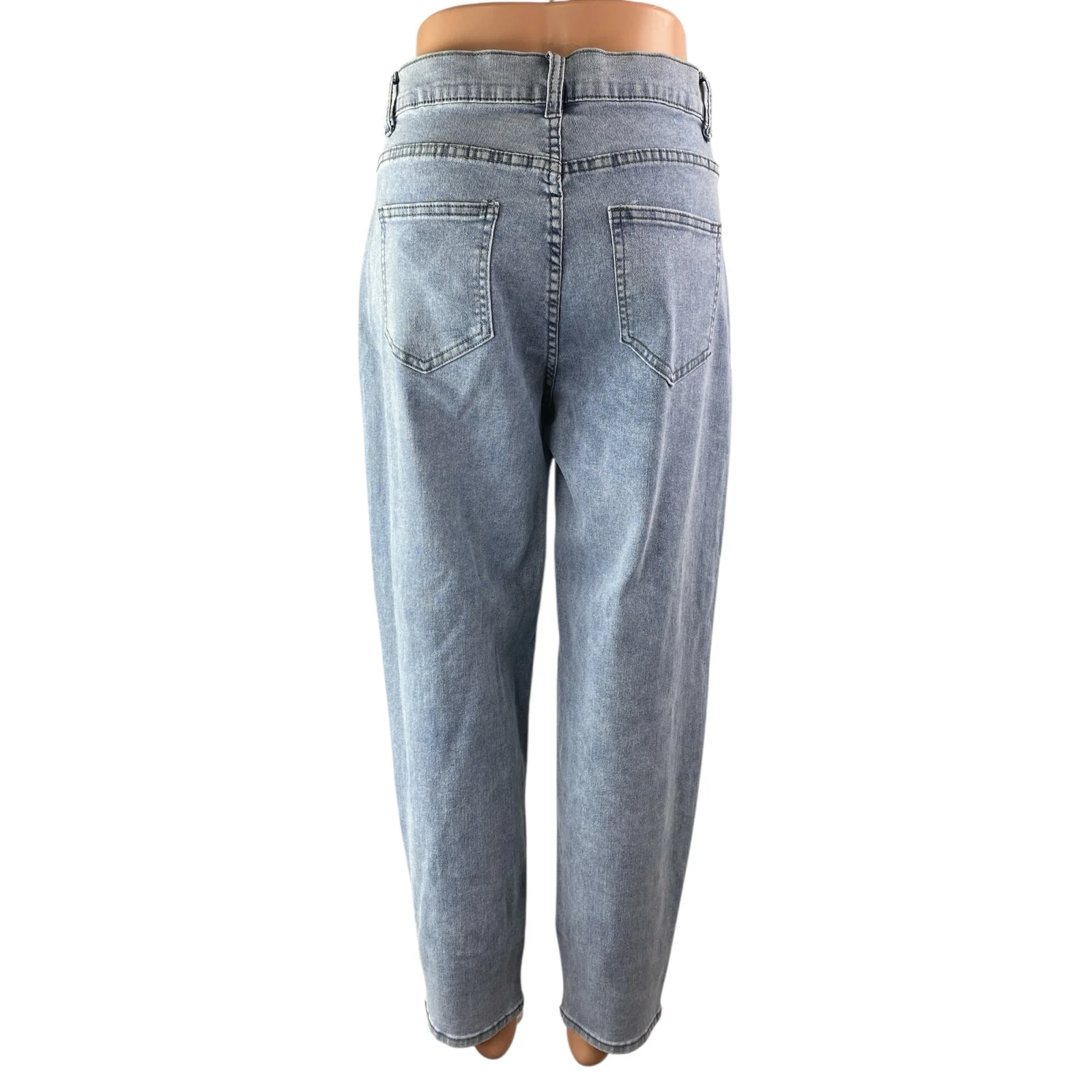 NEW Women's Blue Light Wash High Waisted Straight Tapered Denim Jeans Pants Sz M - Image 2