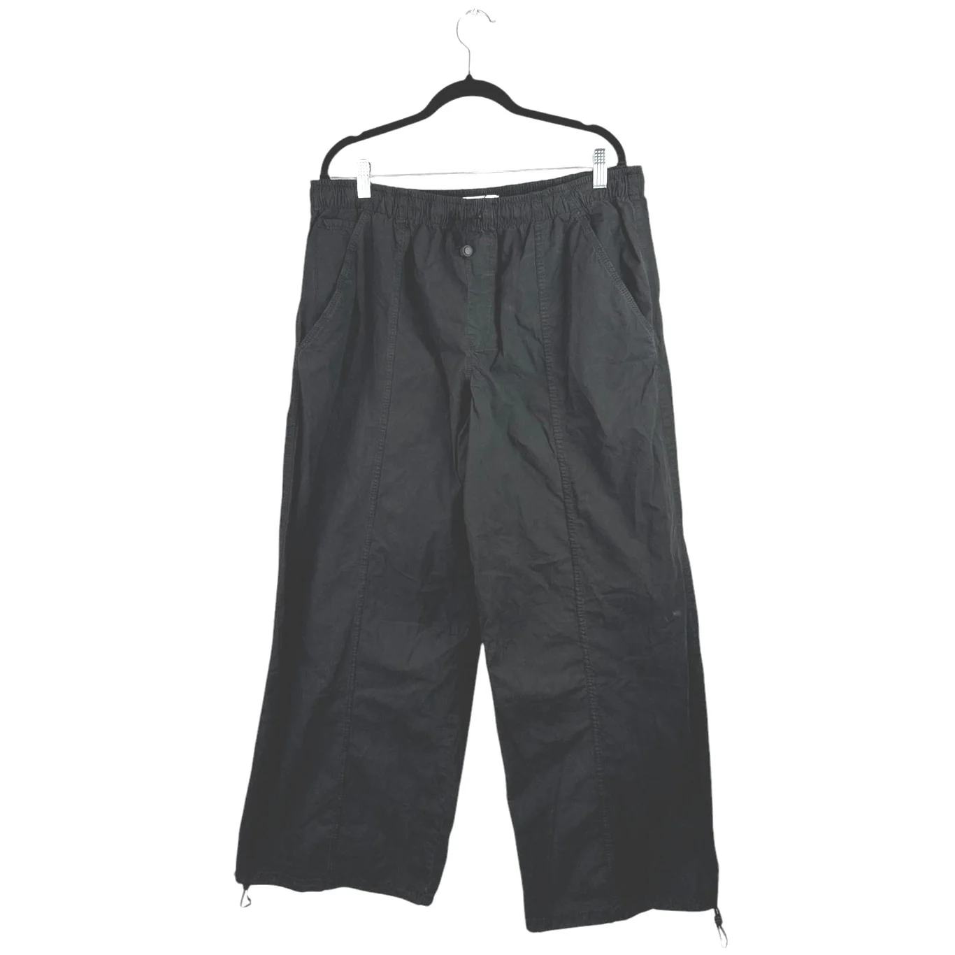 NEW Zara Womens Black High Rise Straight Wide Leg Windbreaker Trousers Pants XXLm