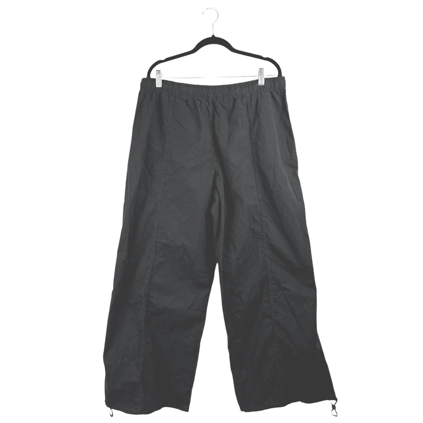 NEW Zara Womens Black High Rise Straight Wide Leg Windbreaker Trousers Pants XXLm - Image 2