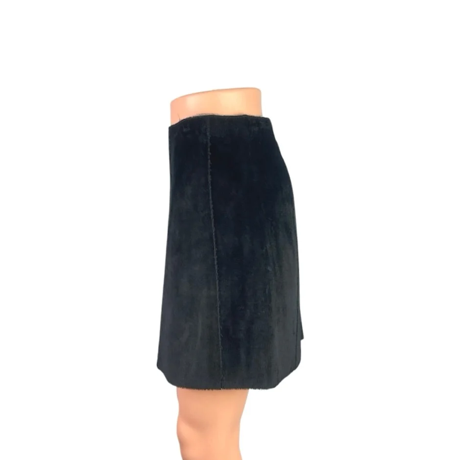 NEW Zara Women's Black Suede Faux Leather High Waist A Line Mini Skirt Size S - Image 2