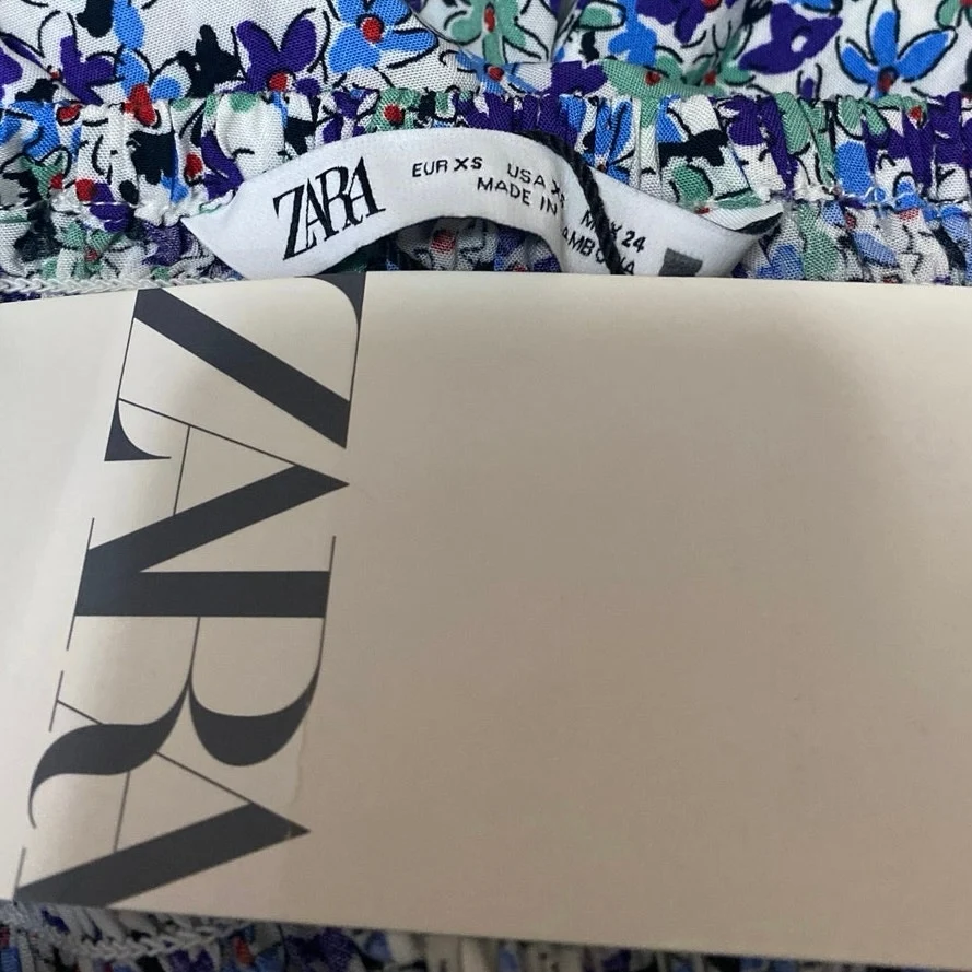 NEW Zara Women's Blue Floral Sleeveless Slit Midi Tank A-Line Slip Dress Size XS - Image 3
