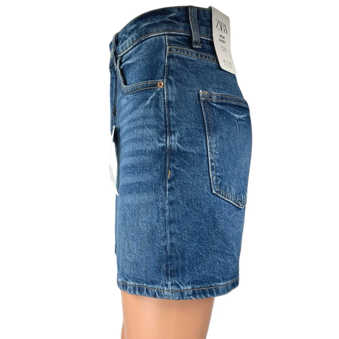 NEW Zara Women's Blue High Waisted Boyfriend Mini Denim Jean Shorts Size 32 - Image 2