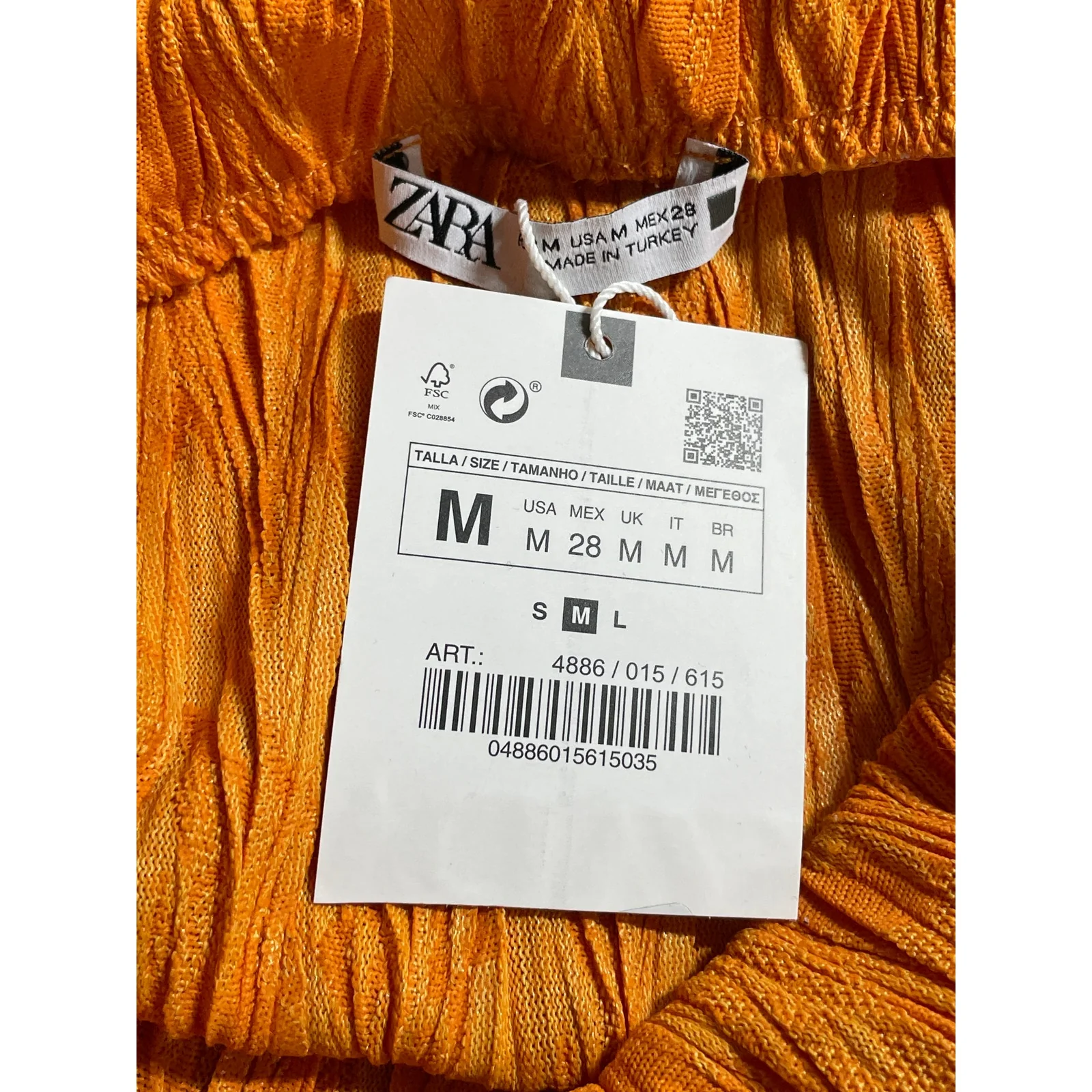 NEW Zara Women's Orange Ribbed Sleeveless Tank Top Midi Straight Skirt Set Sz M - Image 5