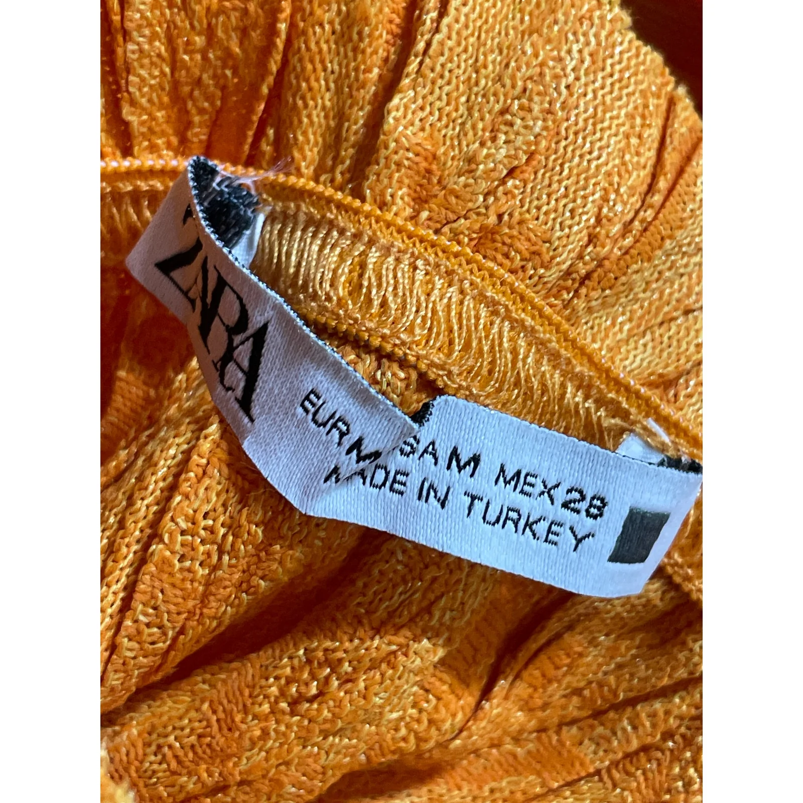 NEW Zara Women's Orange Ribbed Sleeveless Tank Top Midi Straight Skirt Set Sz M - Image 6