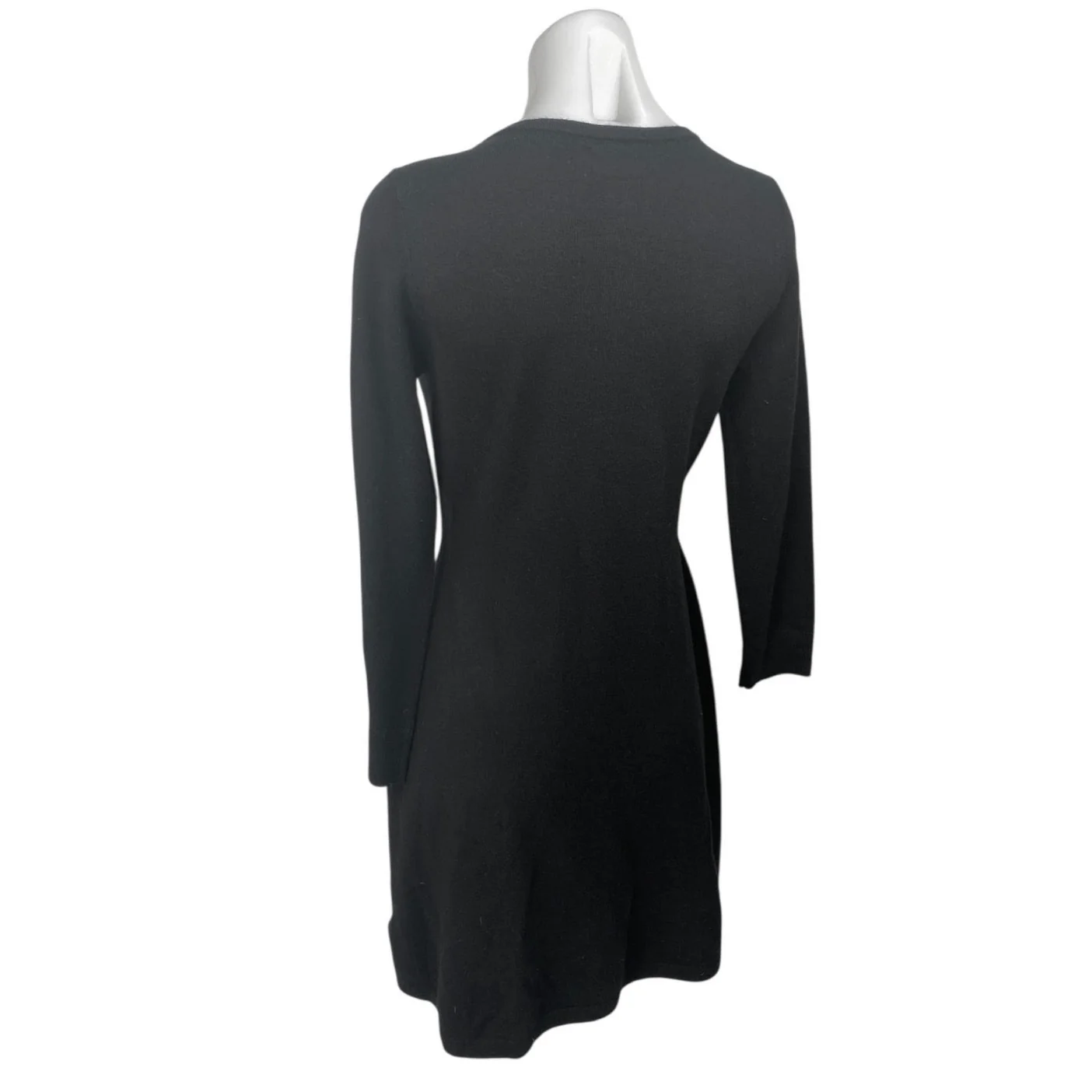 Nicole Miller 100% Wool Black Knit Long Sleeve Knee Length Sweater Dress Size S - Image 2