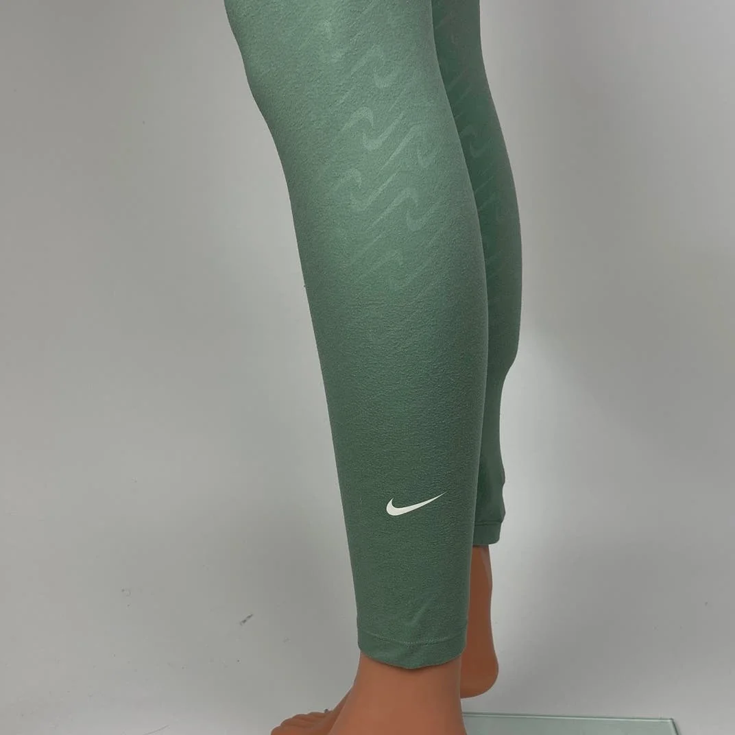 Nike Dri-Fit Check Logo Icon Mint Sage Green Pull-On Athletic Leggings Size S - Image 5