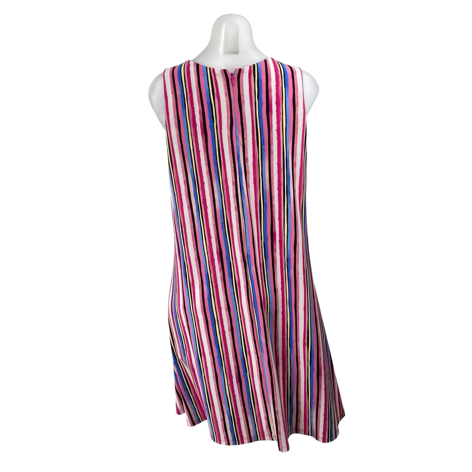 Nine West Multicolor Pink Sleeveless Striped Round Neck Mini A Line Dress Sz 12 - Image 4