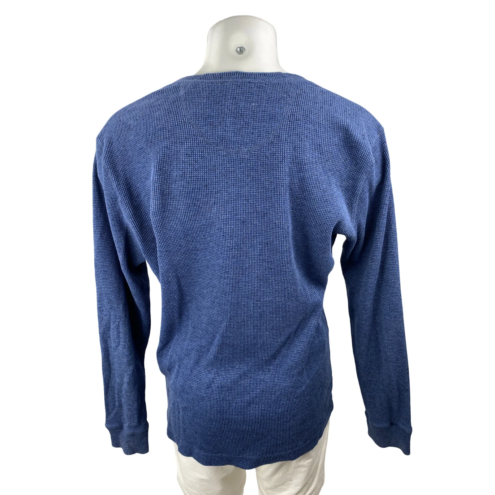 Nordstrom Men's Blue Thermal Waffle Knit Henley Neck Long Sleeve Shirt Top Sz L - Image 4