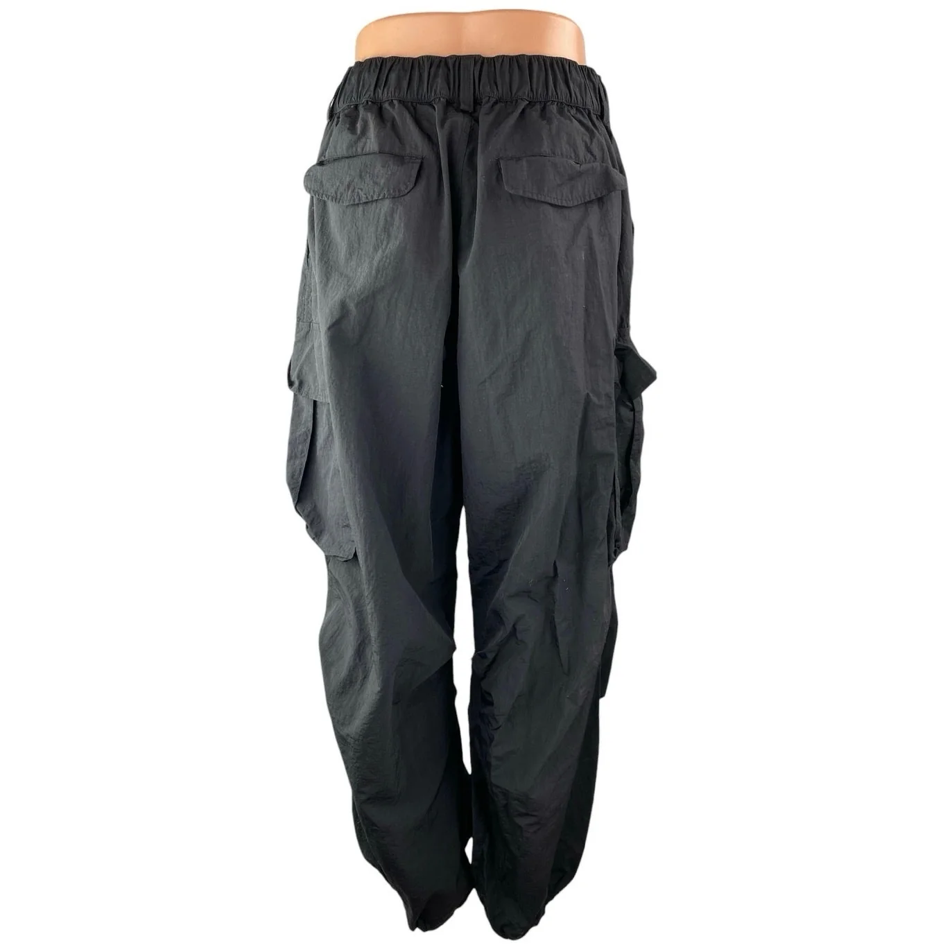 Not4Nerd Women's Black Elastic High Waist Tapered Cargo Jogger Trousers Pants L - Image 2