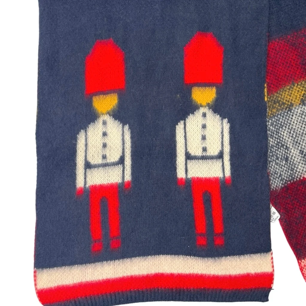 Nutcracker Christmas Holiday Soldier Blue Red  Heavyweight 100% Acrylic Scarf - Image 2
