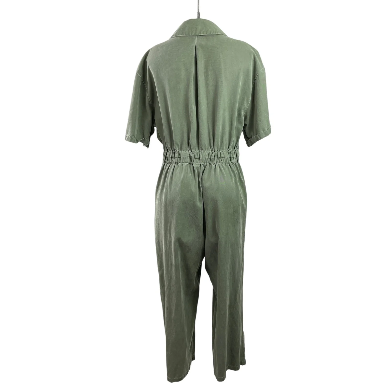 Oh Seven Days Bobby Green Short Sleeve Button Elastic Waist Utility Jumpsuit M - Image 3