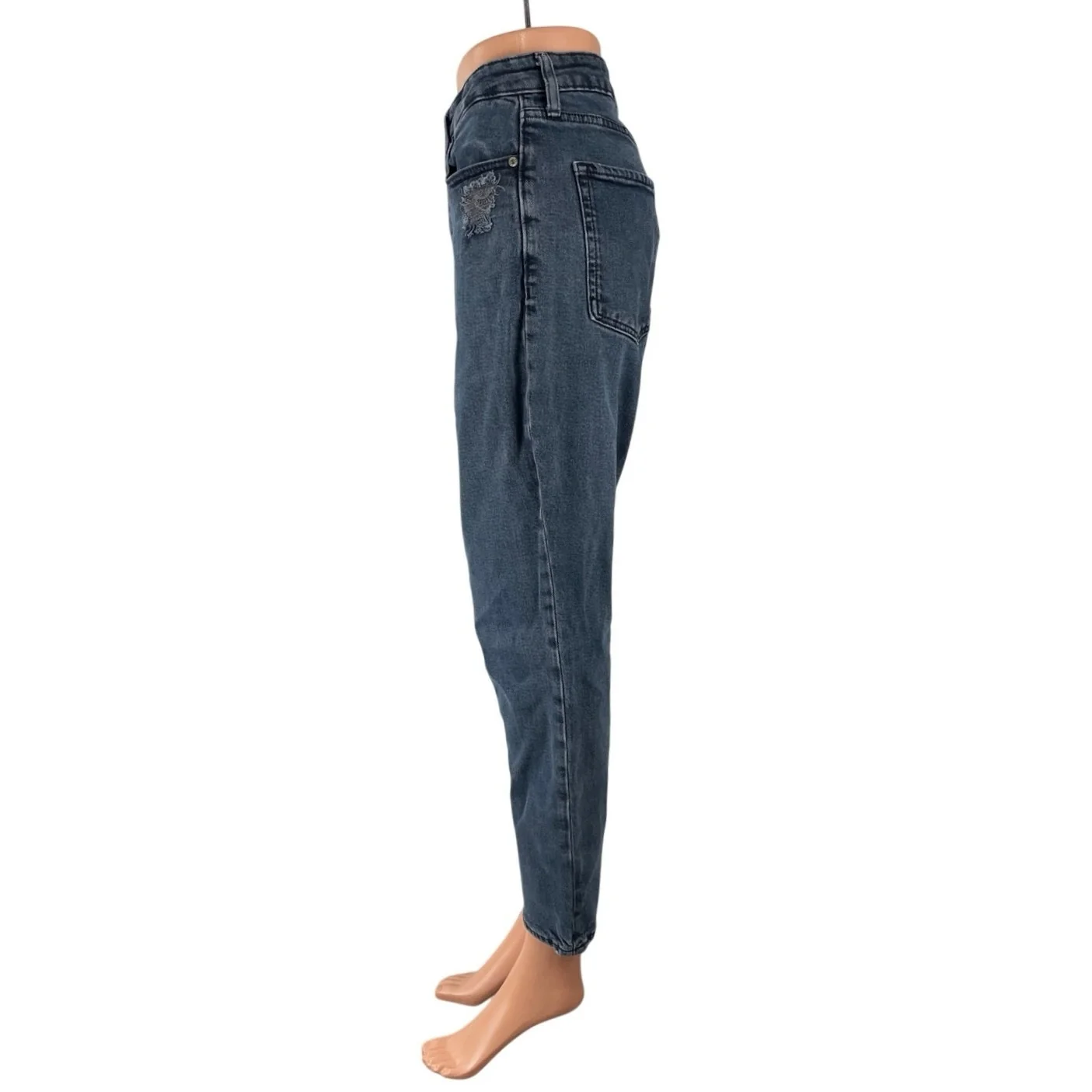 Old Navy Distressed High Rise Slim Straight Dad Boyfriend Denim Jeans Pants Sz 8 - Image 2