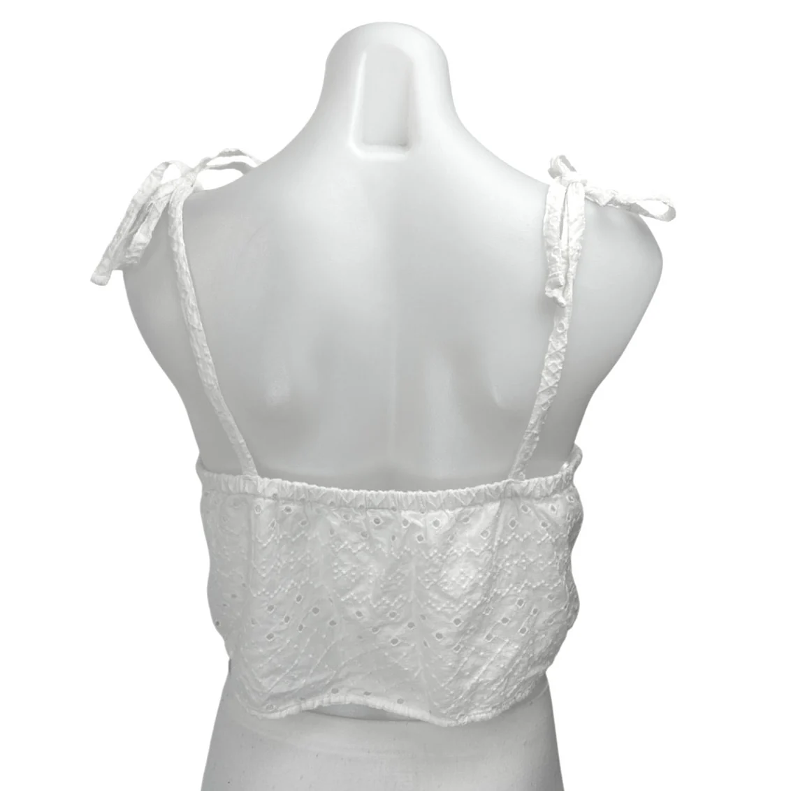 Old Navy White Sleeveless Embroidered Tie Cami Camisole Tank Crop Top Size S - Image 2