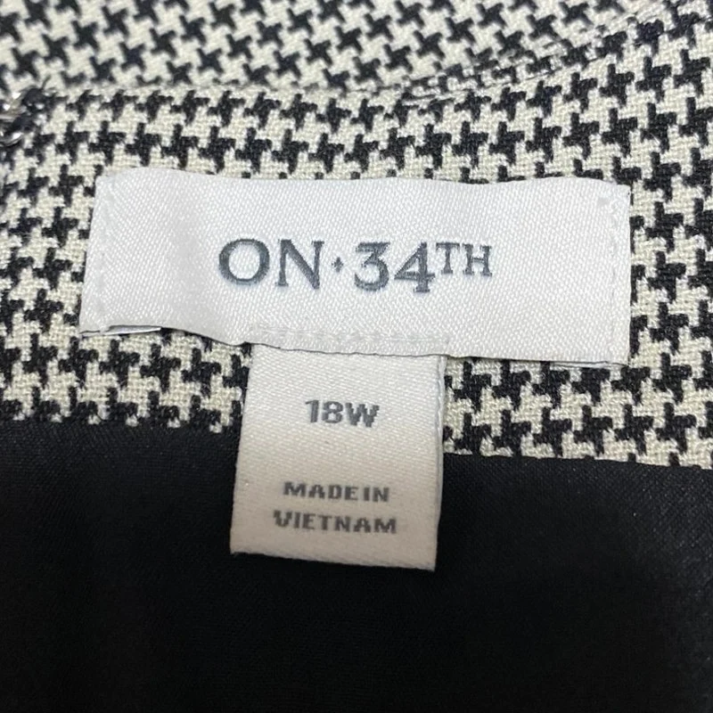 On 34th Black White Houndstooth Gingham Check Sleeveless Mini Shift Dress Sz 18W - Image 3
