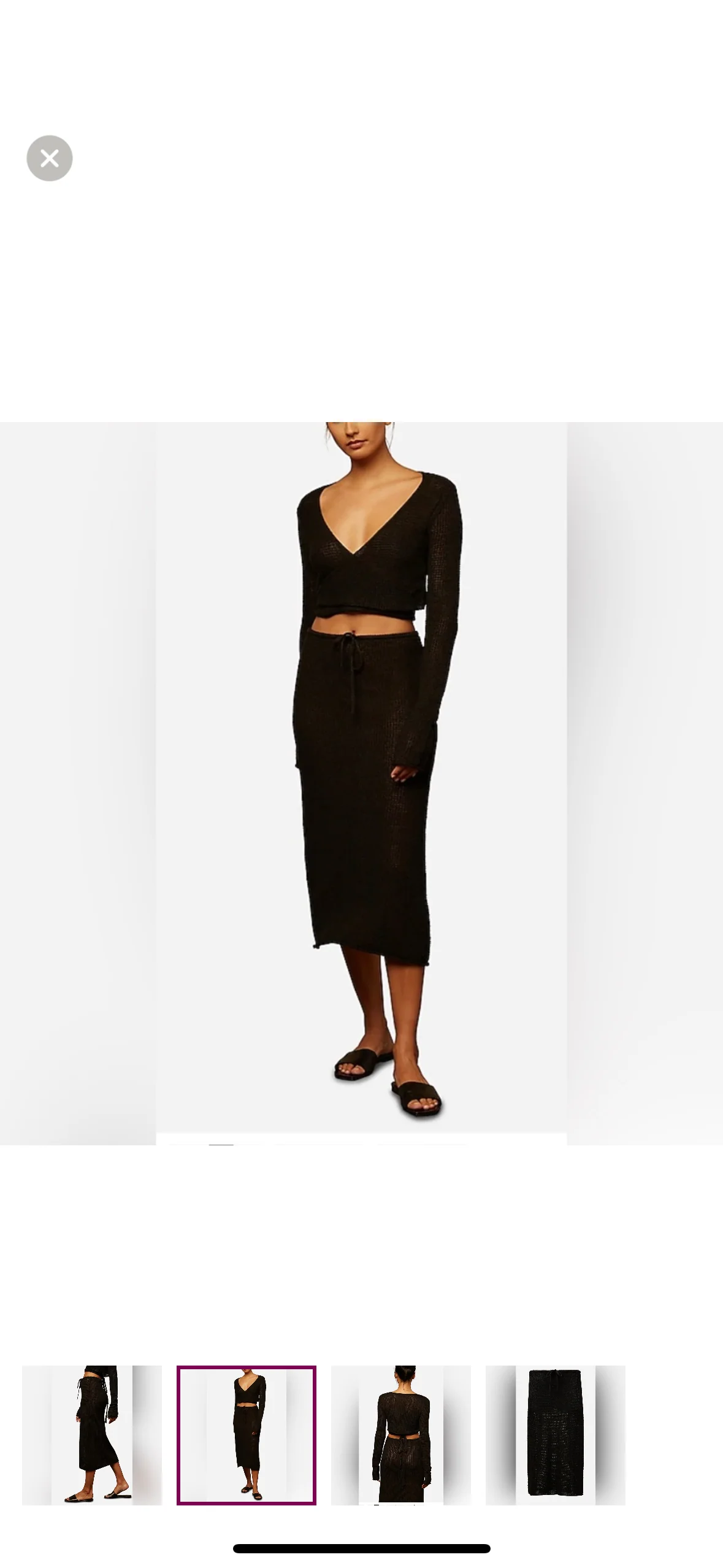 Onia Black 100% Linen Knit Drawstring Low Rise Semi Sheer Pull On Midi Skirt S - Image 2
