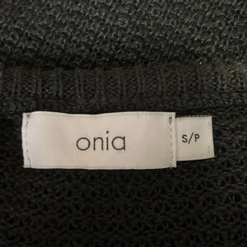 Onia Black 100% Linen Knit Drawstring Low Rise Semi Sheer Pull On Midi Skirt S - Image 7