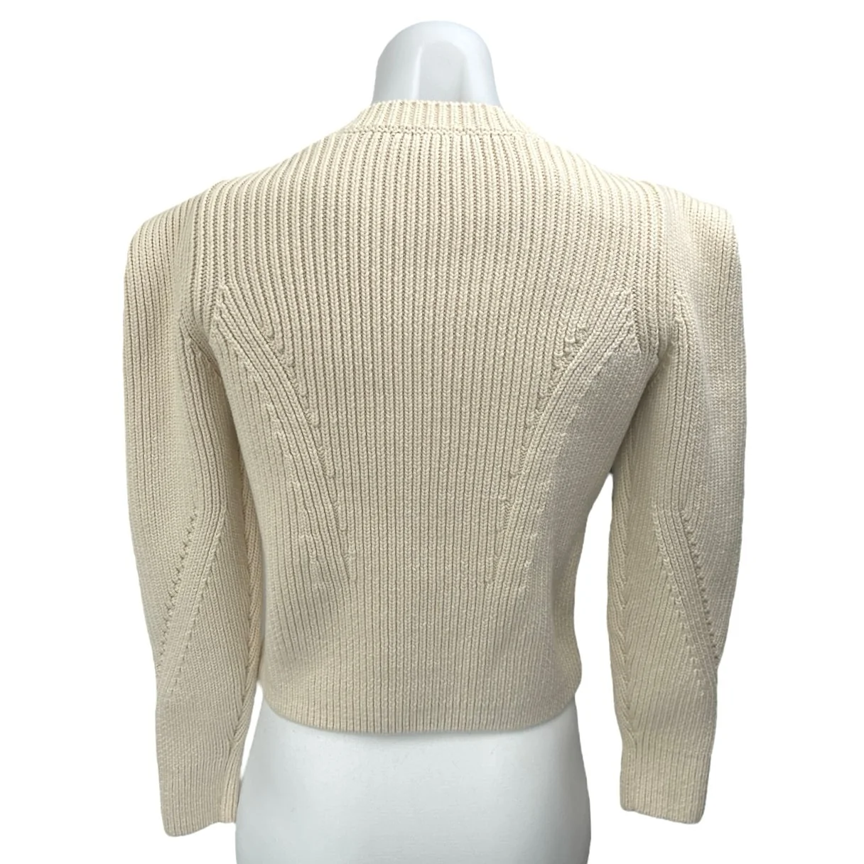 & Other Stories Women's Beige Rib Knit Long Puff Sleeve Pullover Sweater Top S - Image 2