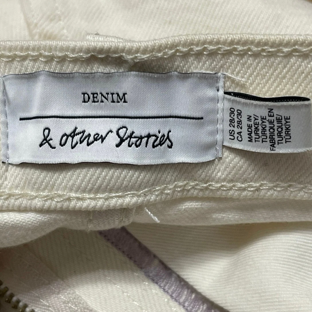 & Other Stories Women's Cream High Waisted Straight Leg Denim Jeans Size 28 - Image 4
