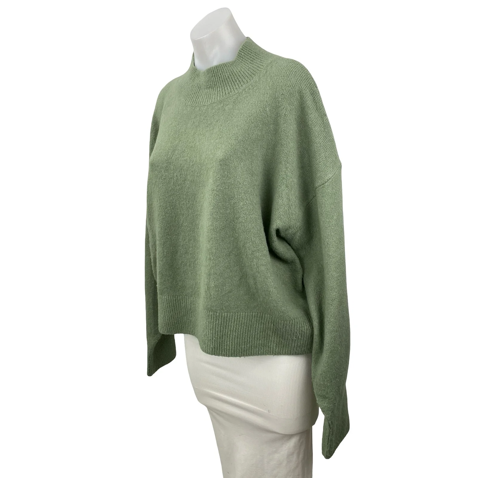 & Other Stories Women's Green Mock Neck Long Sleeve Sweatshirt Sweater Top Sz L - Image 2