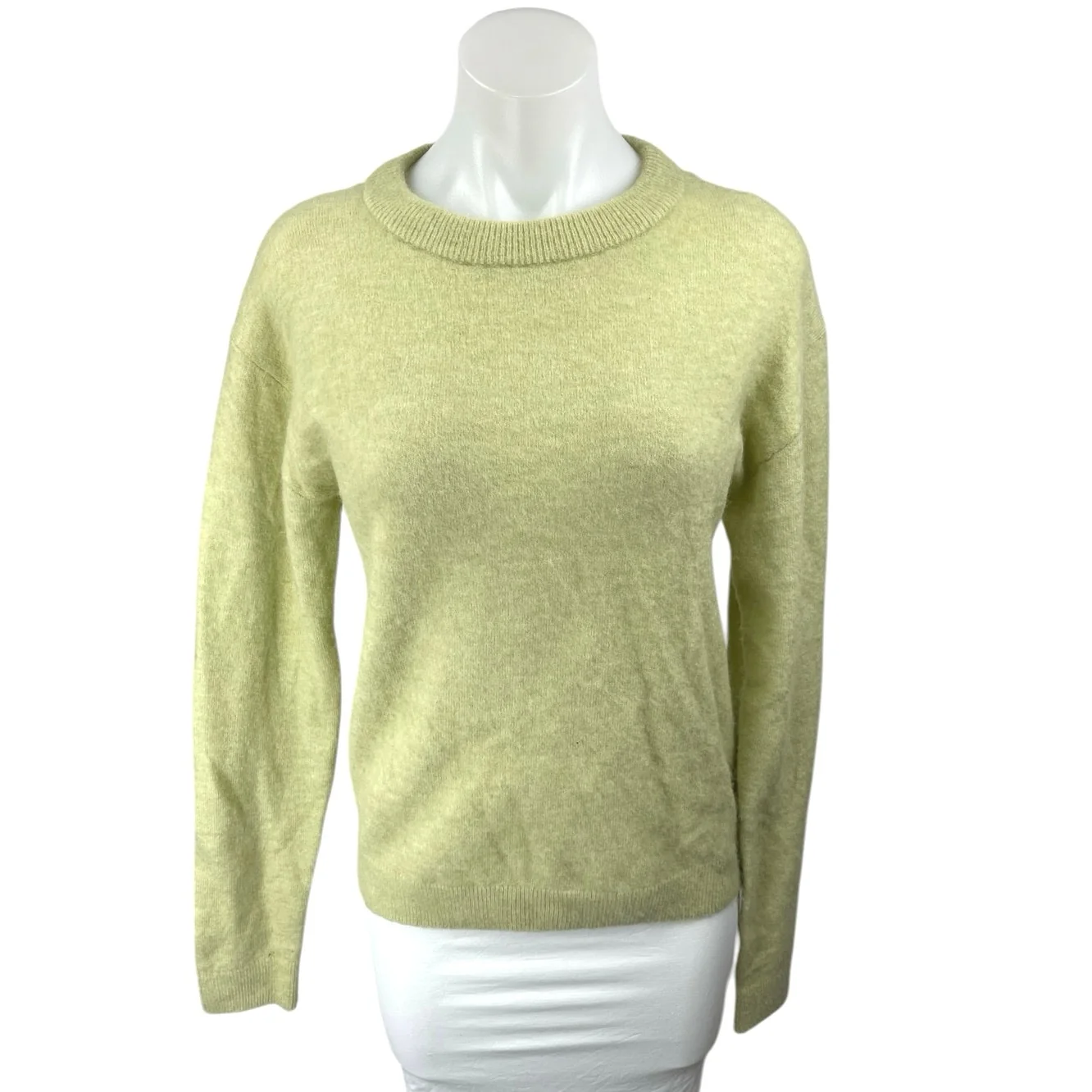 & Other Stories Women's Green Ribbed Knit Wool Long Sleeve Sweater Top Size S