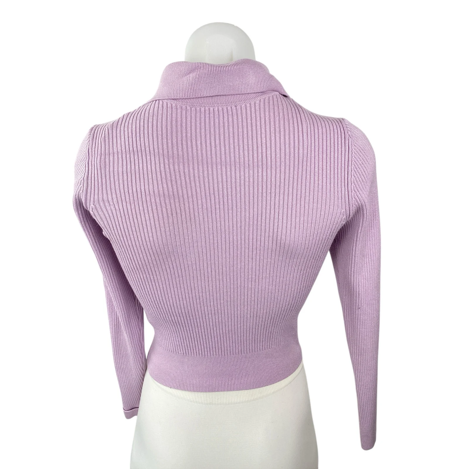 & Other Stories Women's Purple Lilac Ribbed Knit Long Sleeve Full Zip Sweater XS - Image 4