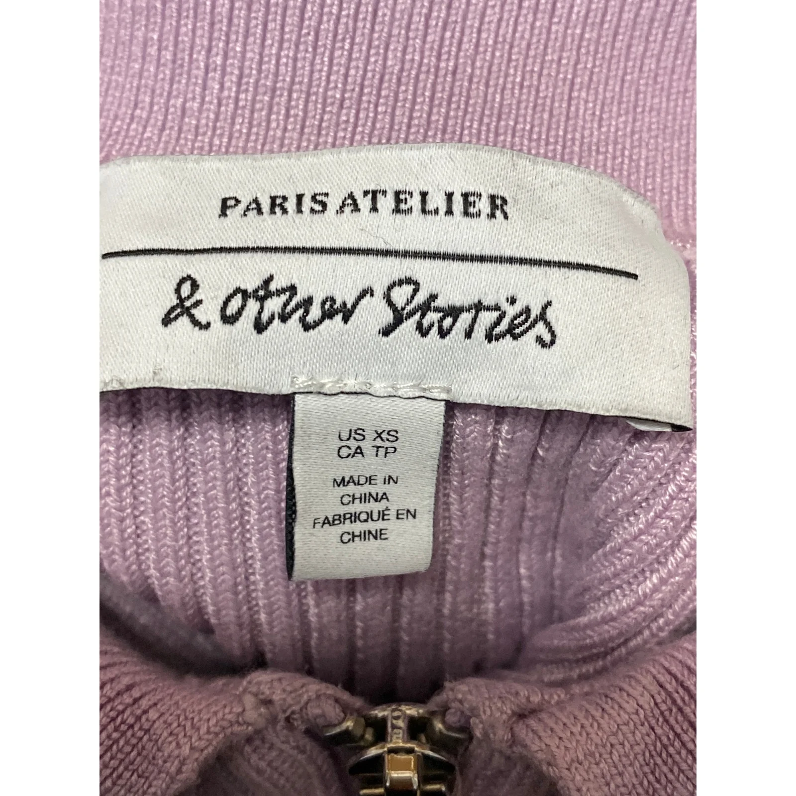 & Other Stories Women's Purple Lilac Ribbed Knit Long Sleeve Full Zip Sweater XS - Image 5