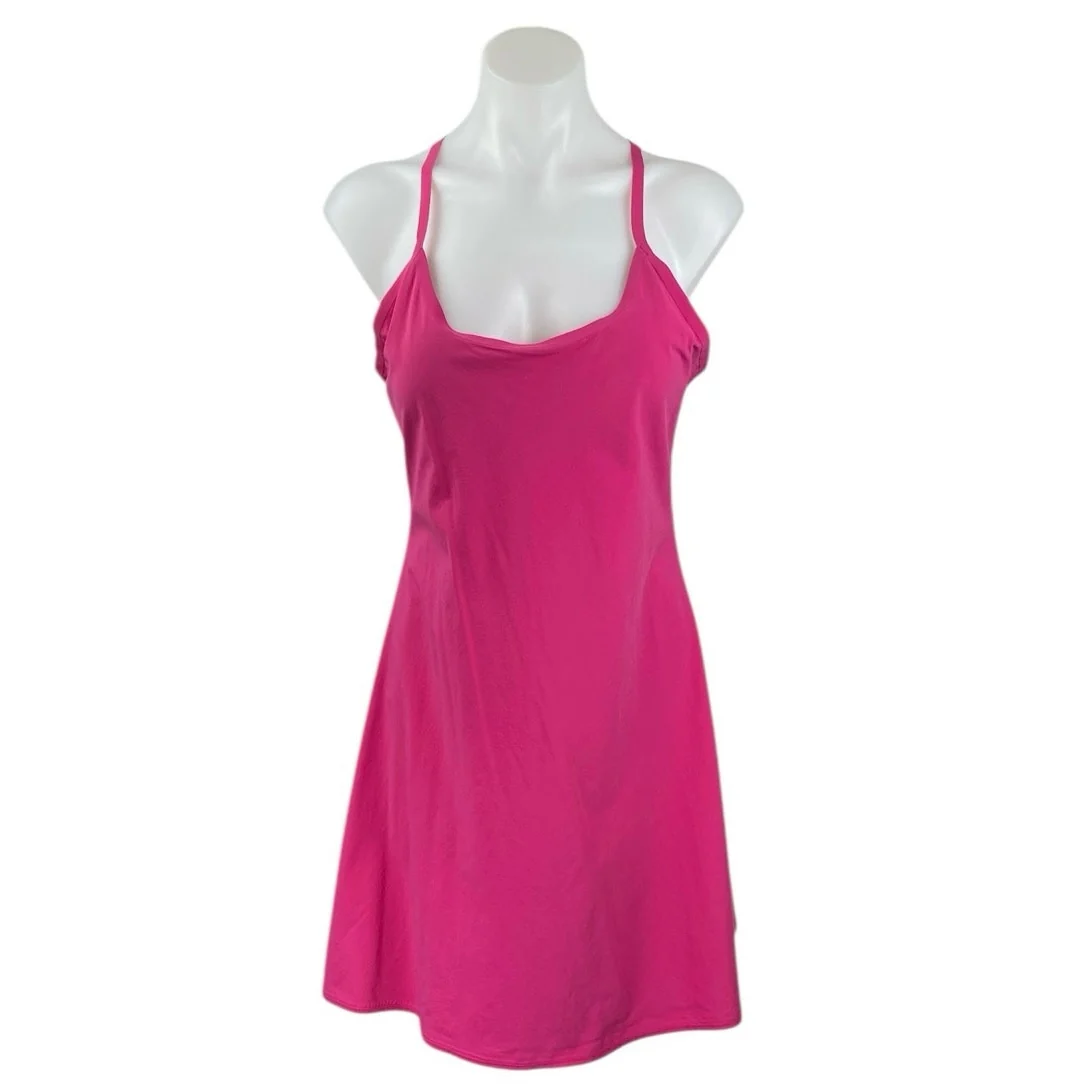 Outdoor Voices Pink Sleeveless Scoop Neck Tennis Gold Athletic Mini Dress Size M