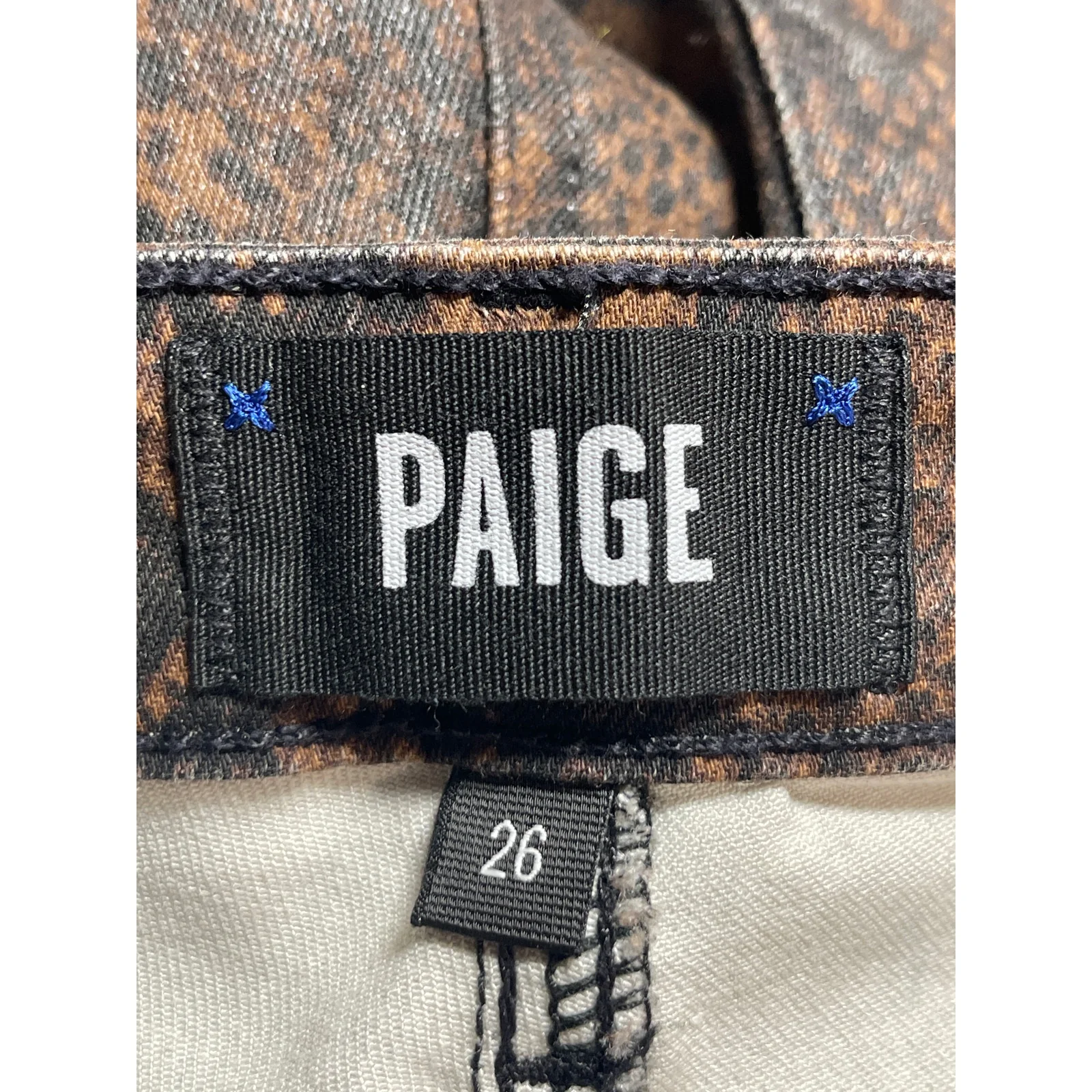 Paige Hoxton Brown Coated Snakeskin Print Mid Rise Skinny Denim Jeans Pants 26 - Image 3