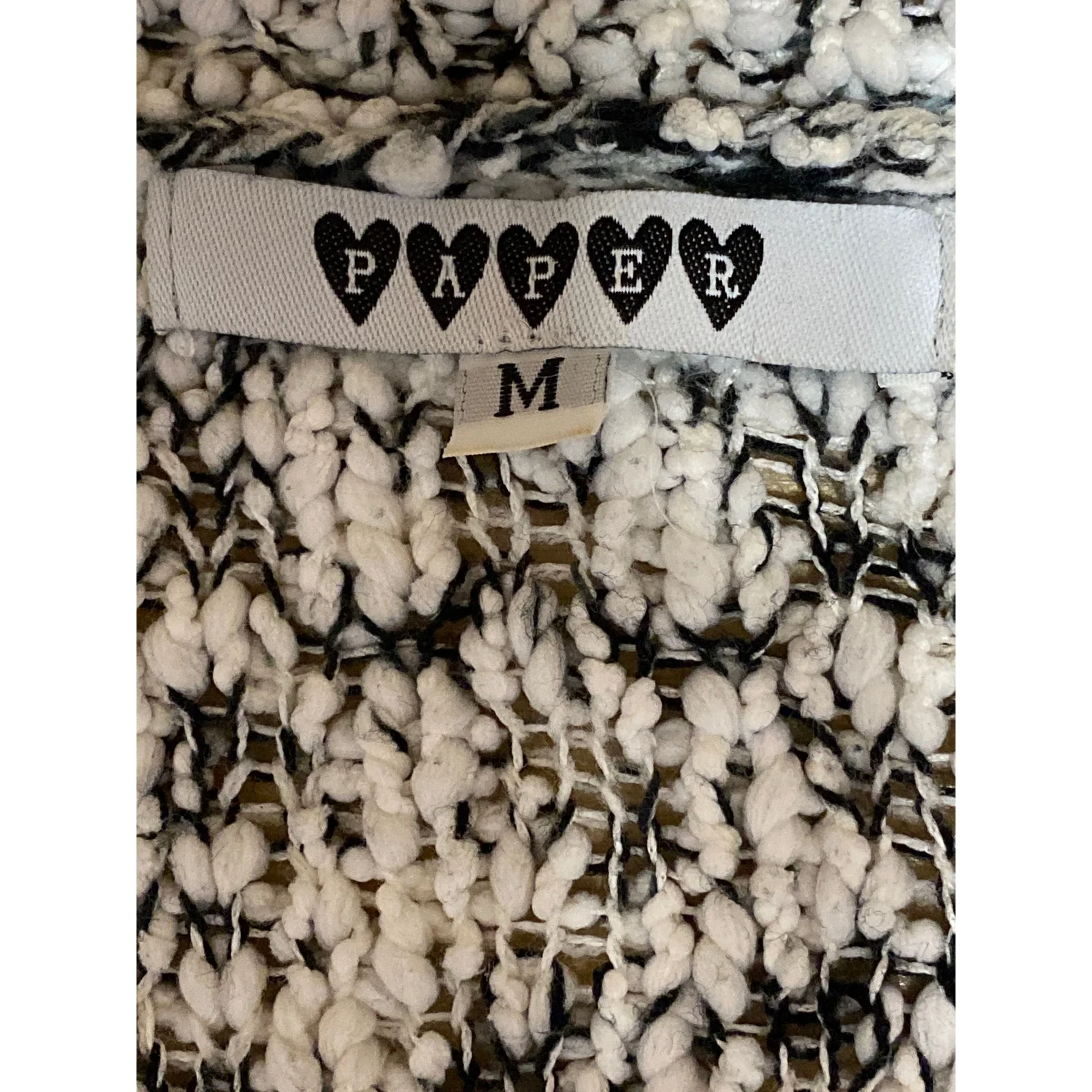 Paper Women's Black White Floral Lace Trim Long Sleeve Sweatshirt Sweater Top M - Image 5