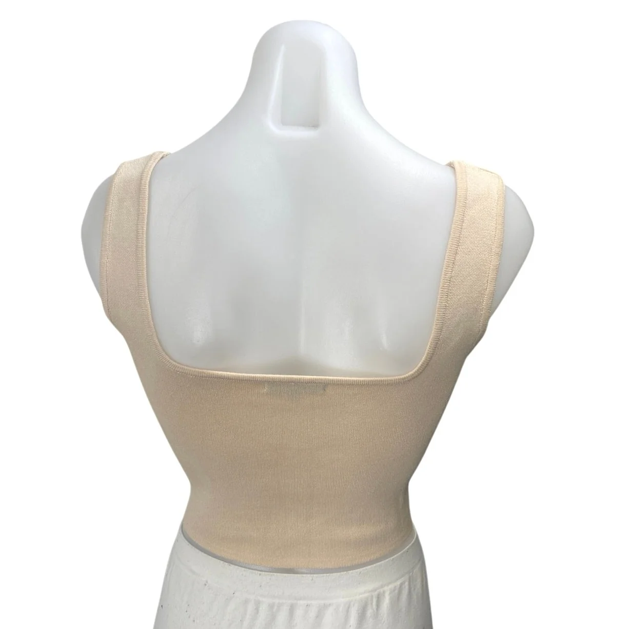 Papermoon Beige Sleeveless Ribbed Knit Corset Bustier Tank Crop Top Size M - Image 2