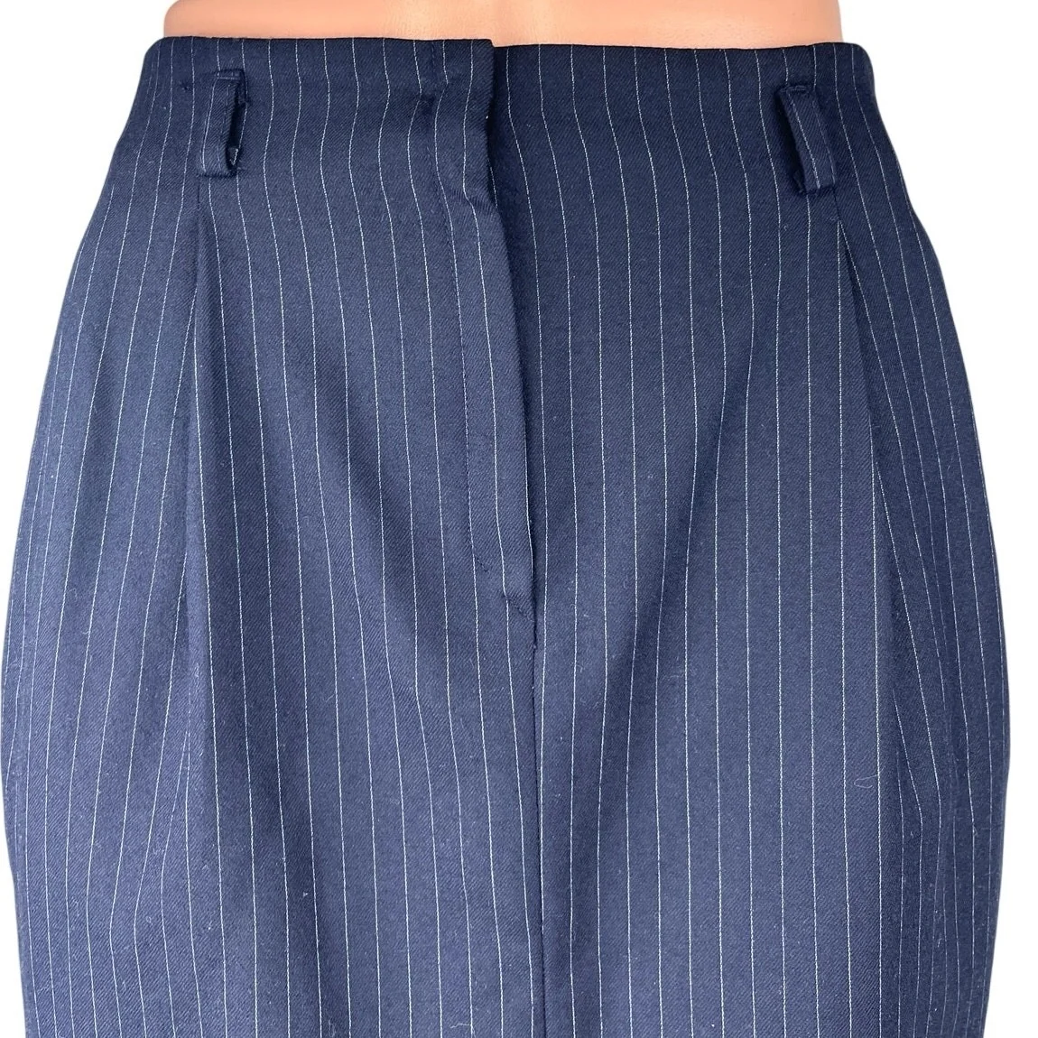 Paul Stuart Women's Blue Wool Pinstripe Knee Length Straight Pencil Skirt Size S - Image 4
