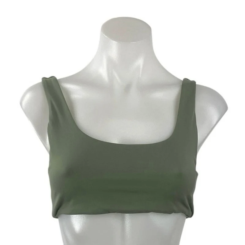 Pavoi Green Scoop Neck Yoga Gym Workout Athletic Sports Bra Crop Top Size S