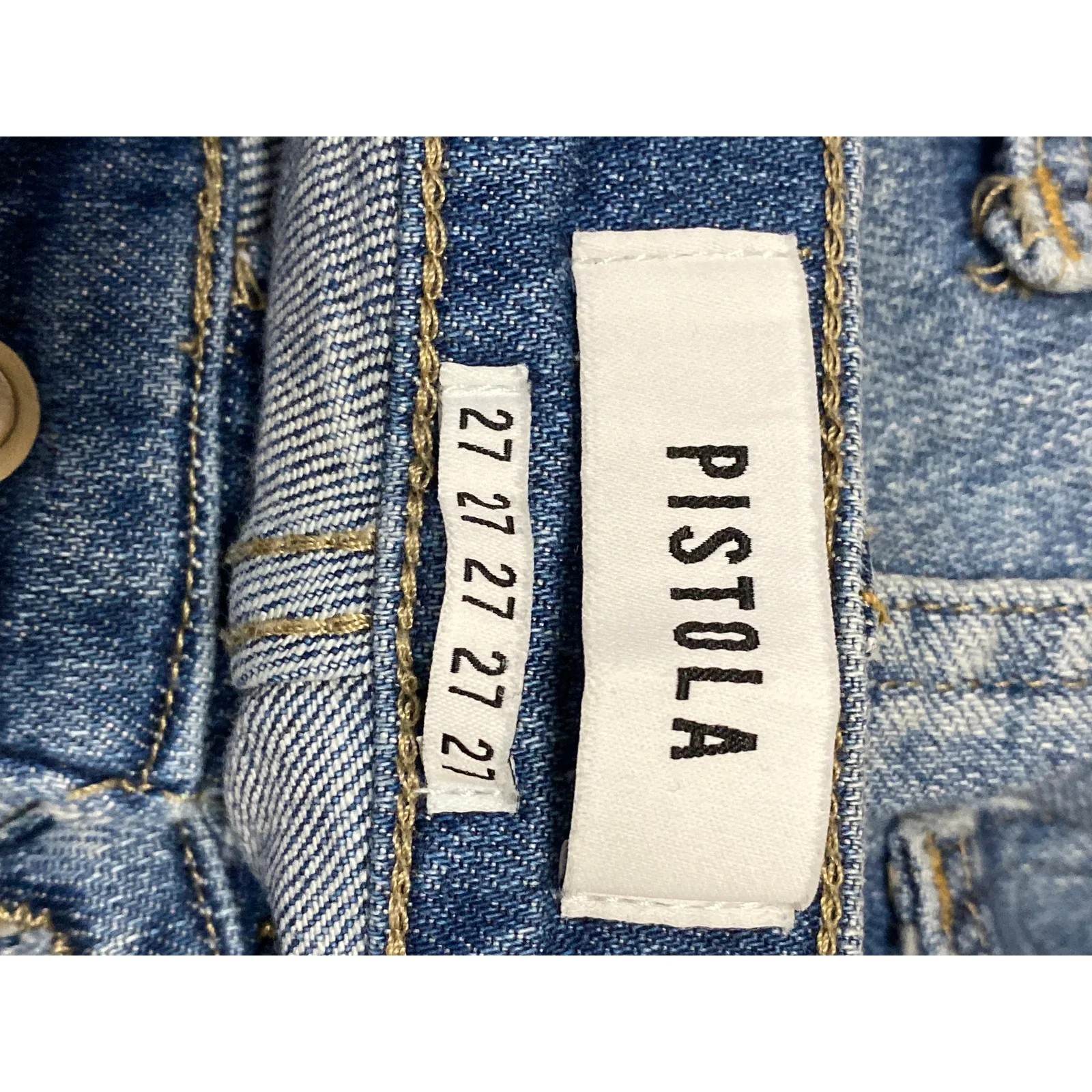 Pistola Blue High Rise Side Stripe Distressed Crop Cigarette Denim Jeans Size 27 - Image 4