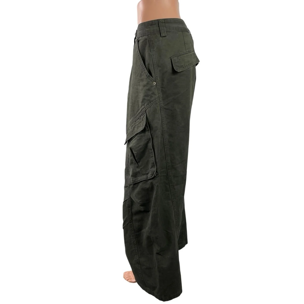 Pixie Market Womens Gray High Waisted Palazzo Wide Leg Cargo Denim Jeans Pants M - Image 2