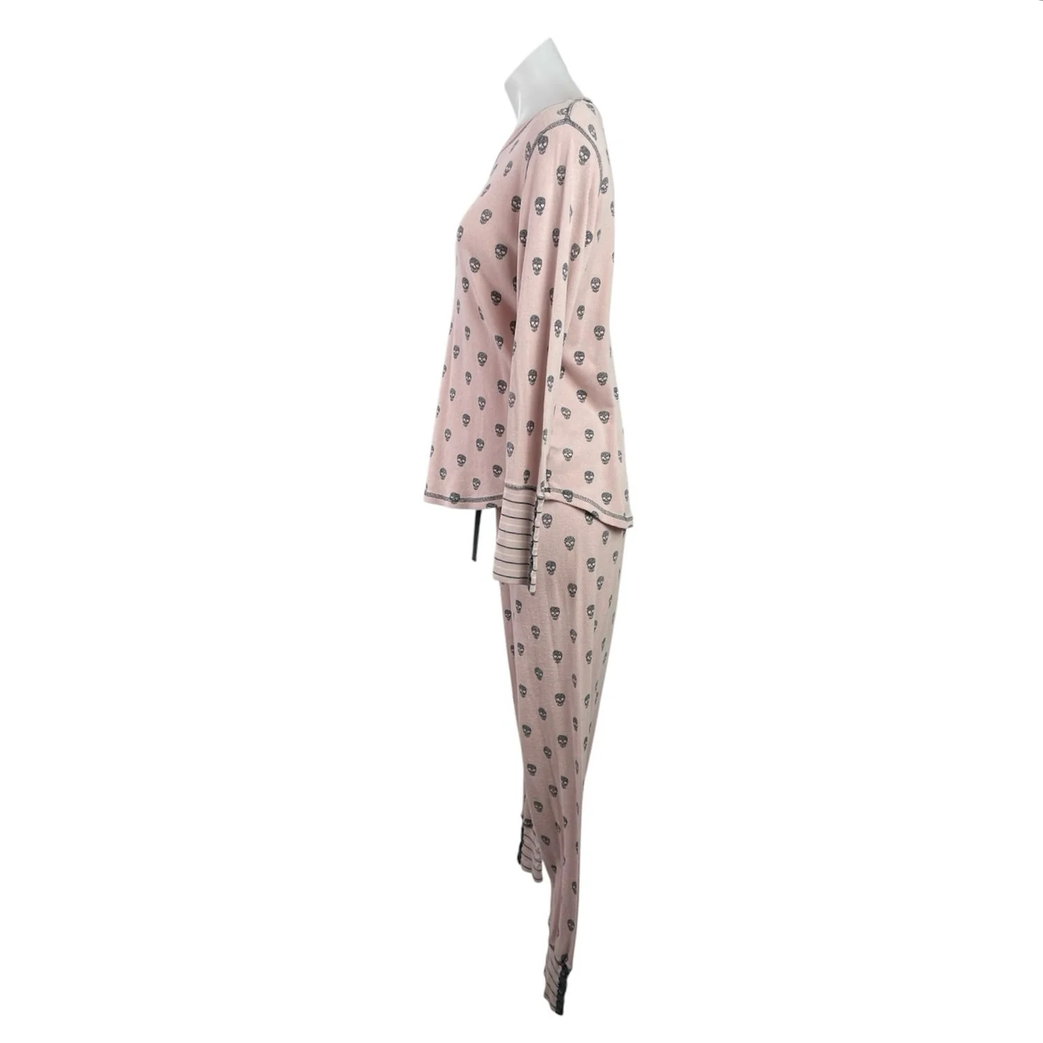 PJ Salvage Women's Pink Skull Knit Long Sleeve Sleepwear Pajamas Set Size S/M - Image 2