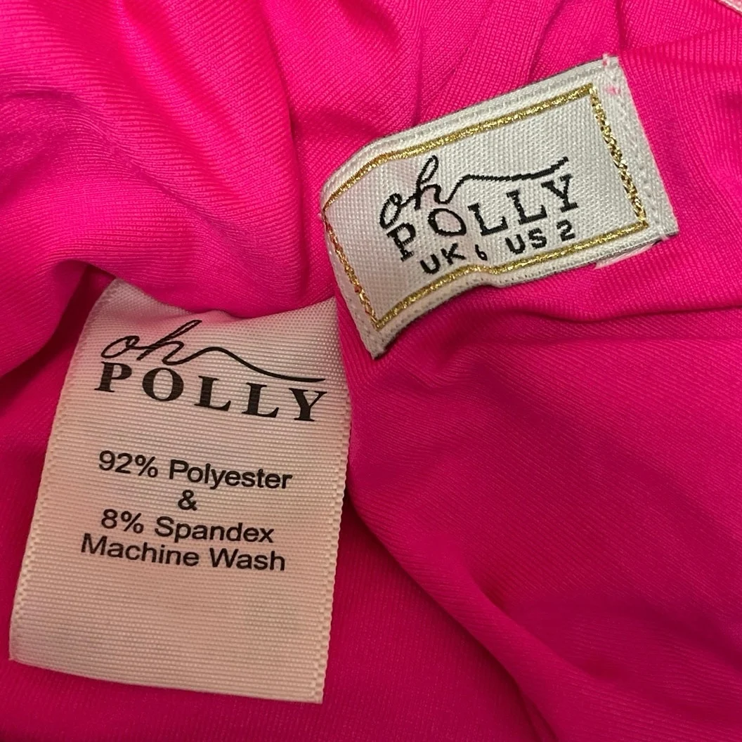 Polly Womens Pink Long Sleeve Tie Front Crop Top & Ruched Slit Maxi Skirt Size 2 - Image 4