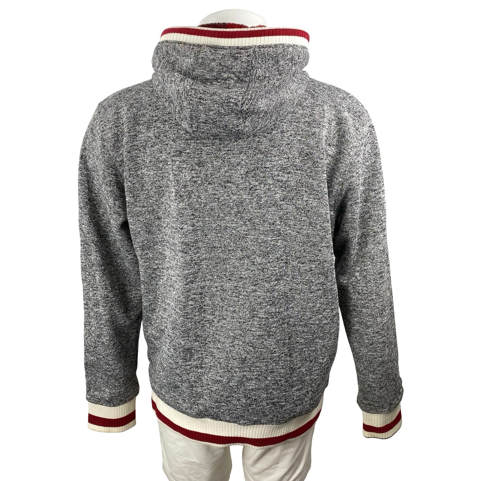 Pook Reversible Men's Gray Faux Fur Long Sleeve Hooded Sweatshirt Jacket Top L - Image 4