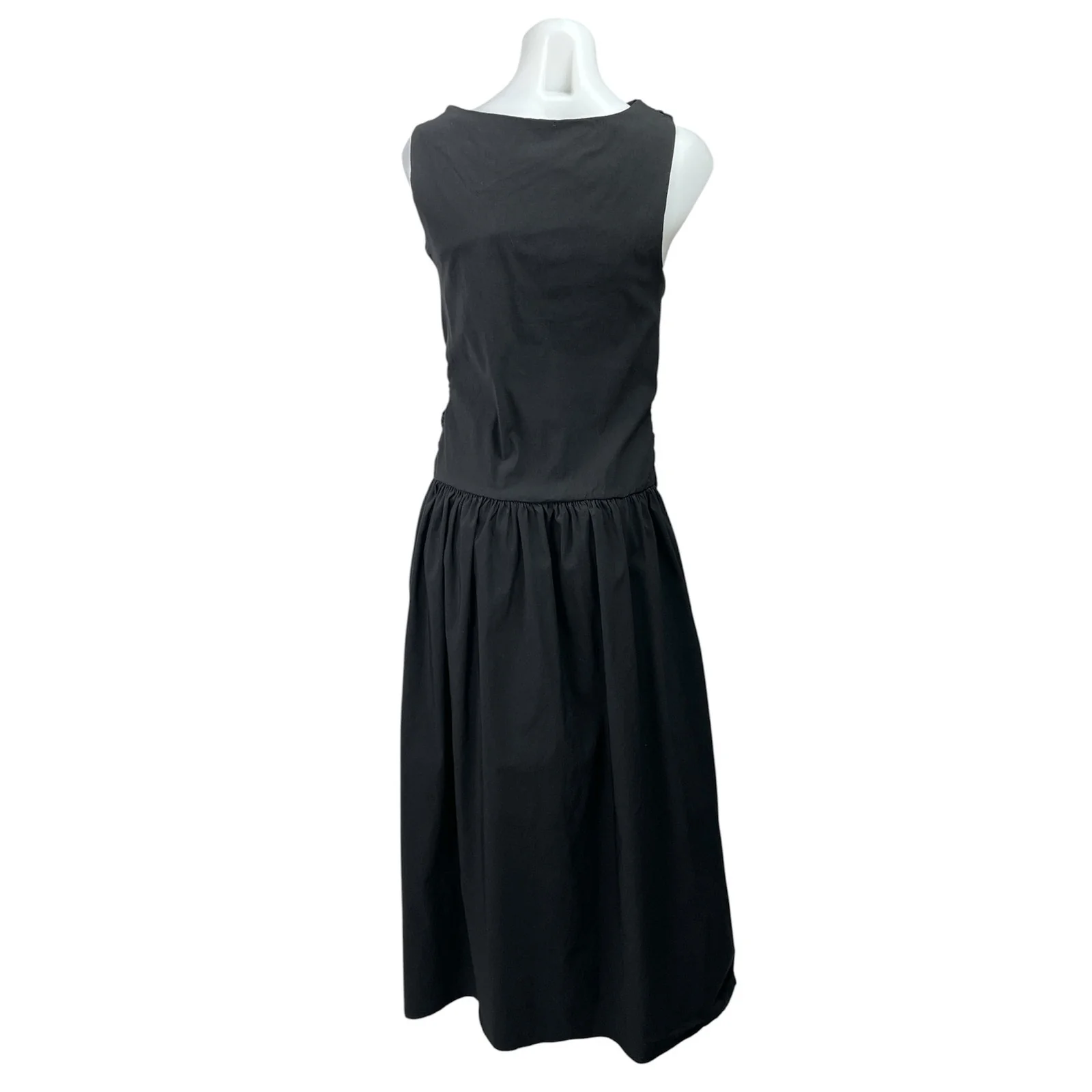 PrettyLittleThing Black Sleeveless Ruched Drop Waist A Line Maxi Dress Size 10 - Image 3