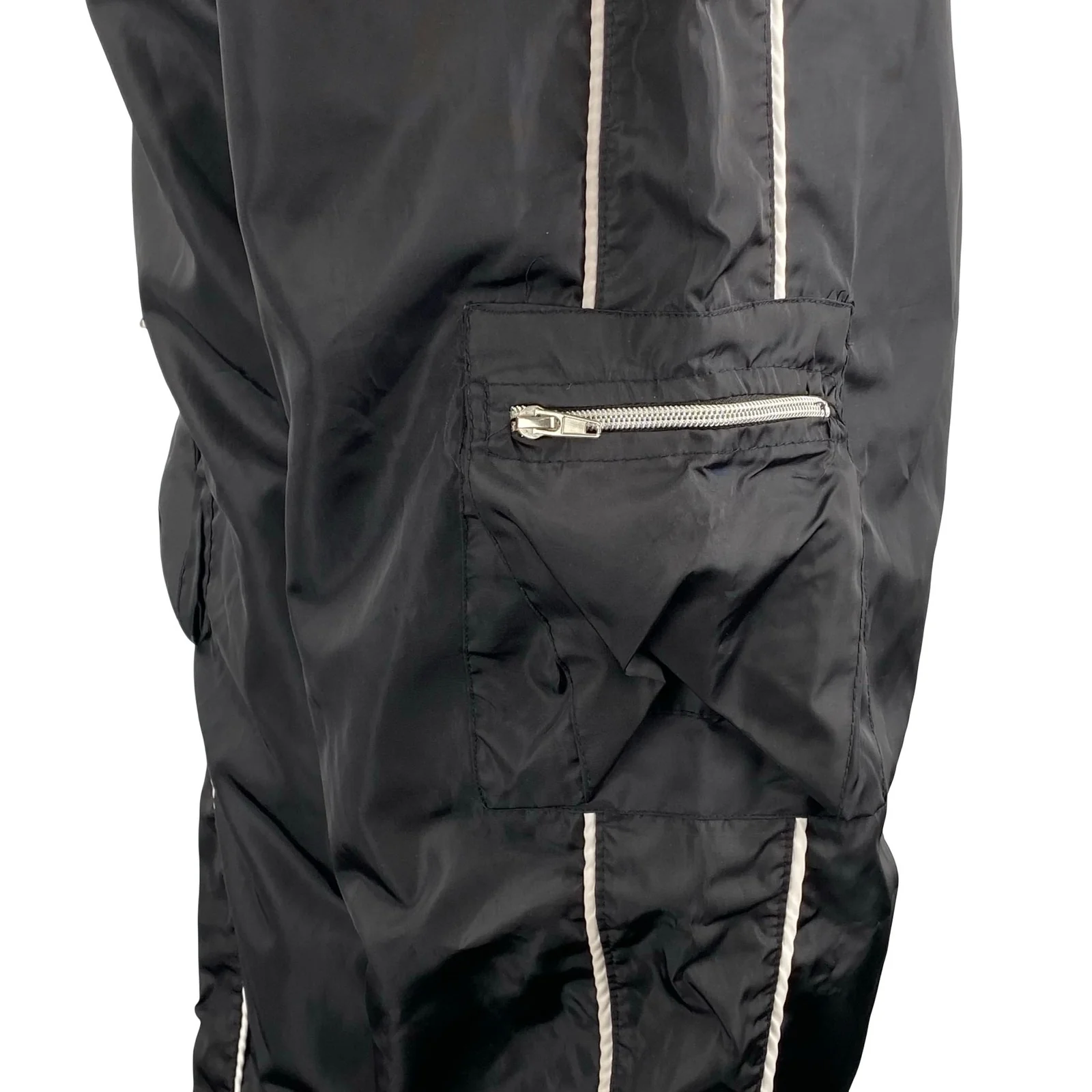 PRETTYLITTLETHING Women's Black Baggy Cargo Jogger Windbreaker Trousers Pants 10 - Image 3