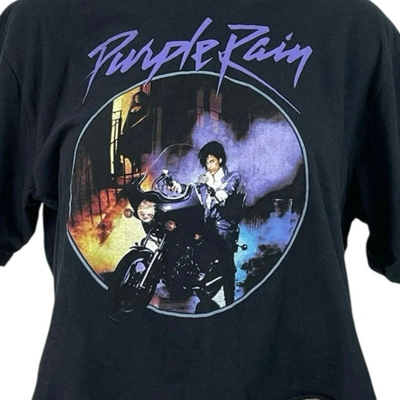 Prince Purple Rain Album Cover Graphic Short Sleeve Crop Tee T-Shirt Top Size XL - Image 4