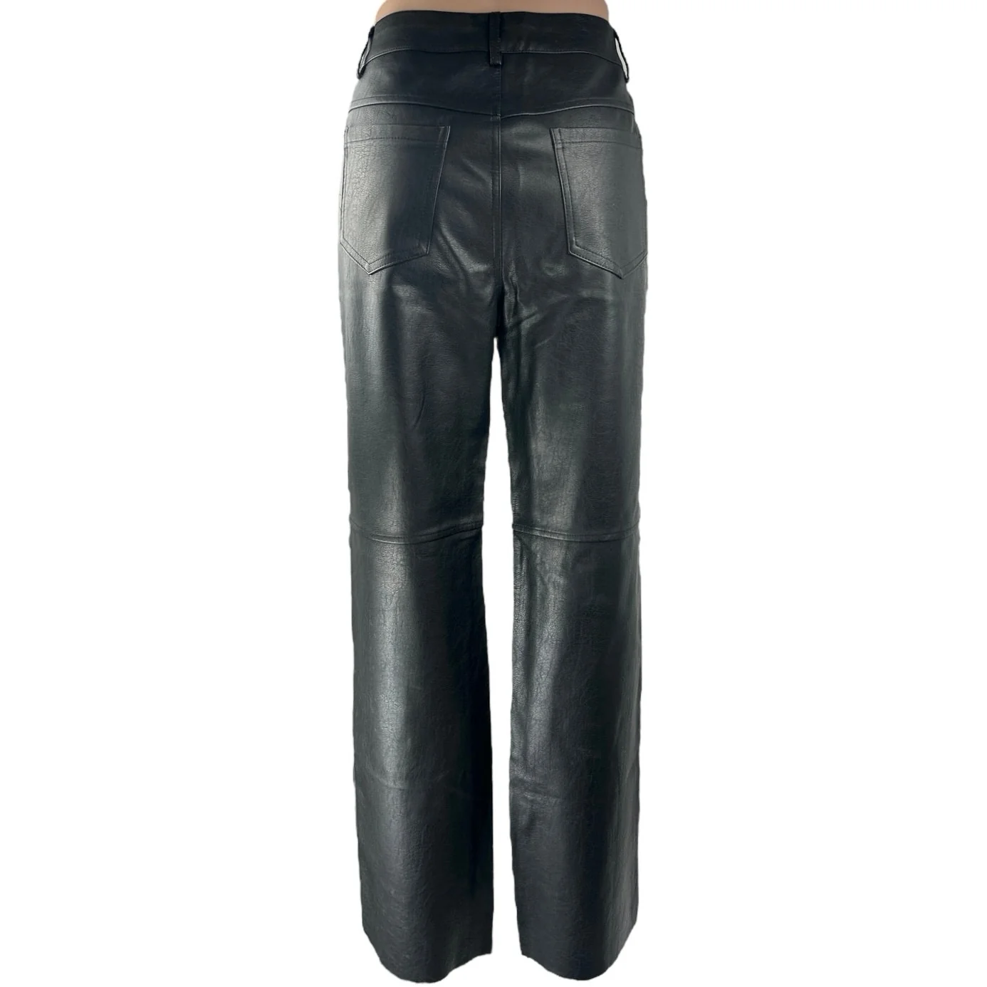 Princess Polly Black High Rise Wide Leg Faux Leather Vegan Trousers Pants Sz 6 - Image 2
