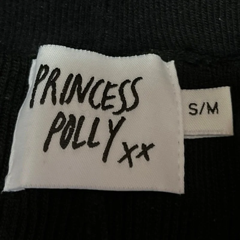 Princess Polly Black Ribbed Knit High Waisted Straight Trouser Pants Size S/M - Image 4