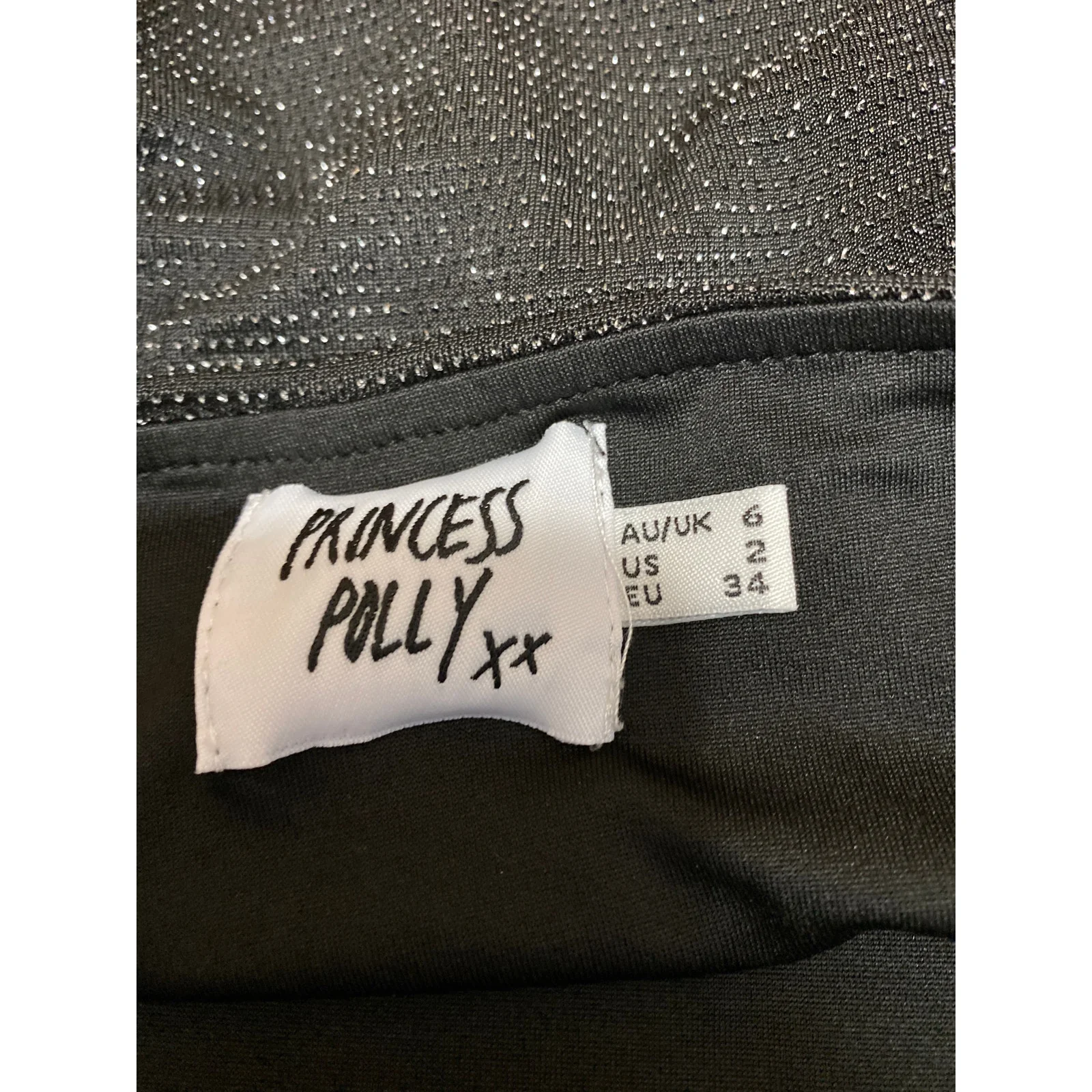 Princess Polly Black Sleeveless Glitter Sparkly Cowl Neck Cami Crop Top Size 2 - Image 4