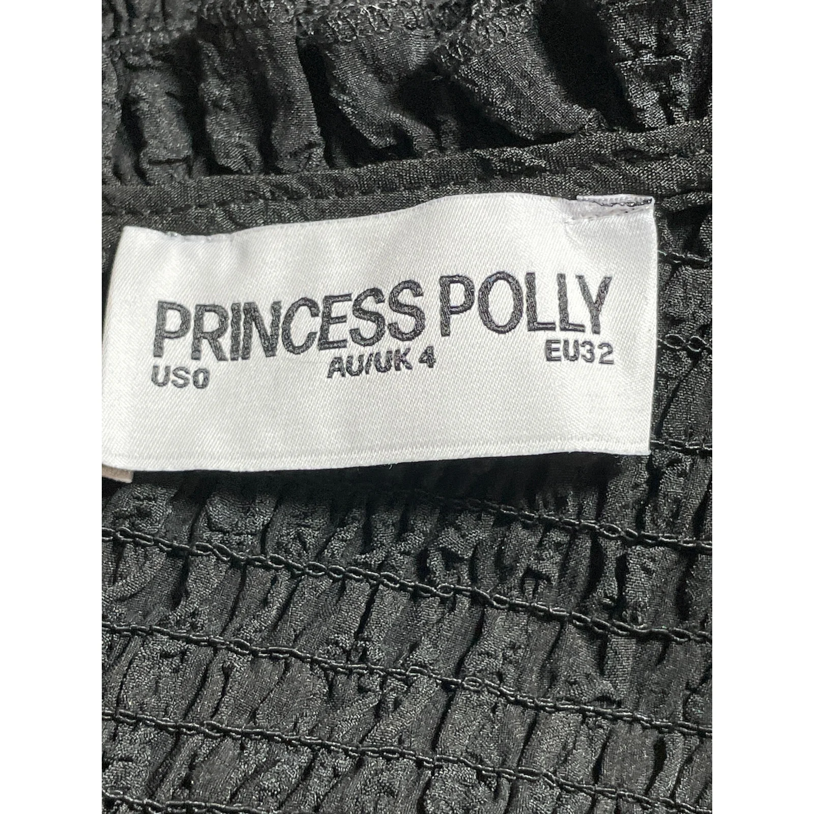 Princess Polly Black Smocked Ruffle Scoop Pleated Short Sleeve Romper Shorts 0 - Image 5