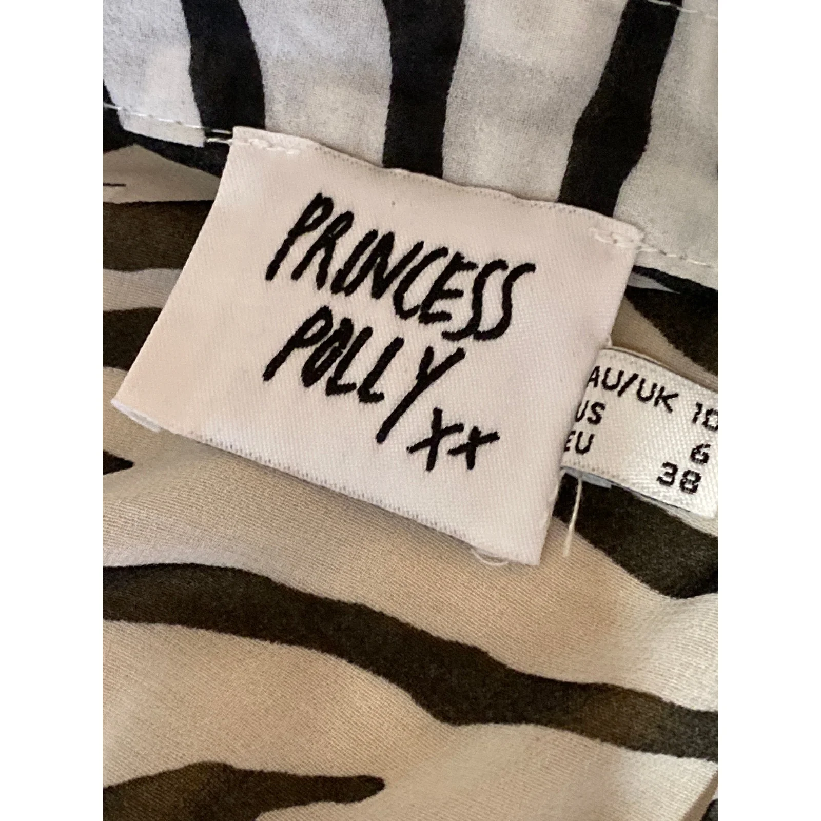 Princess Polly Black White Zebra Animal Print Short Sleeve Button Up Shirt Top 6 - Image 4