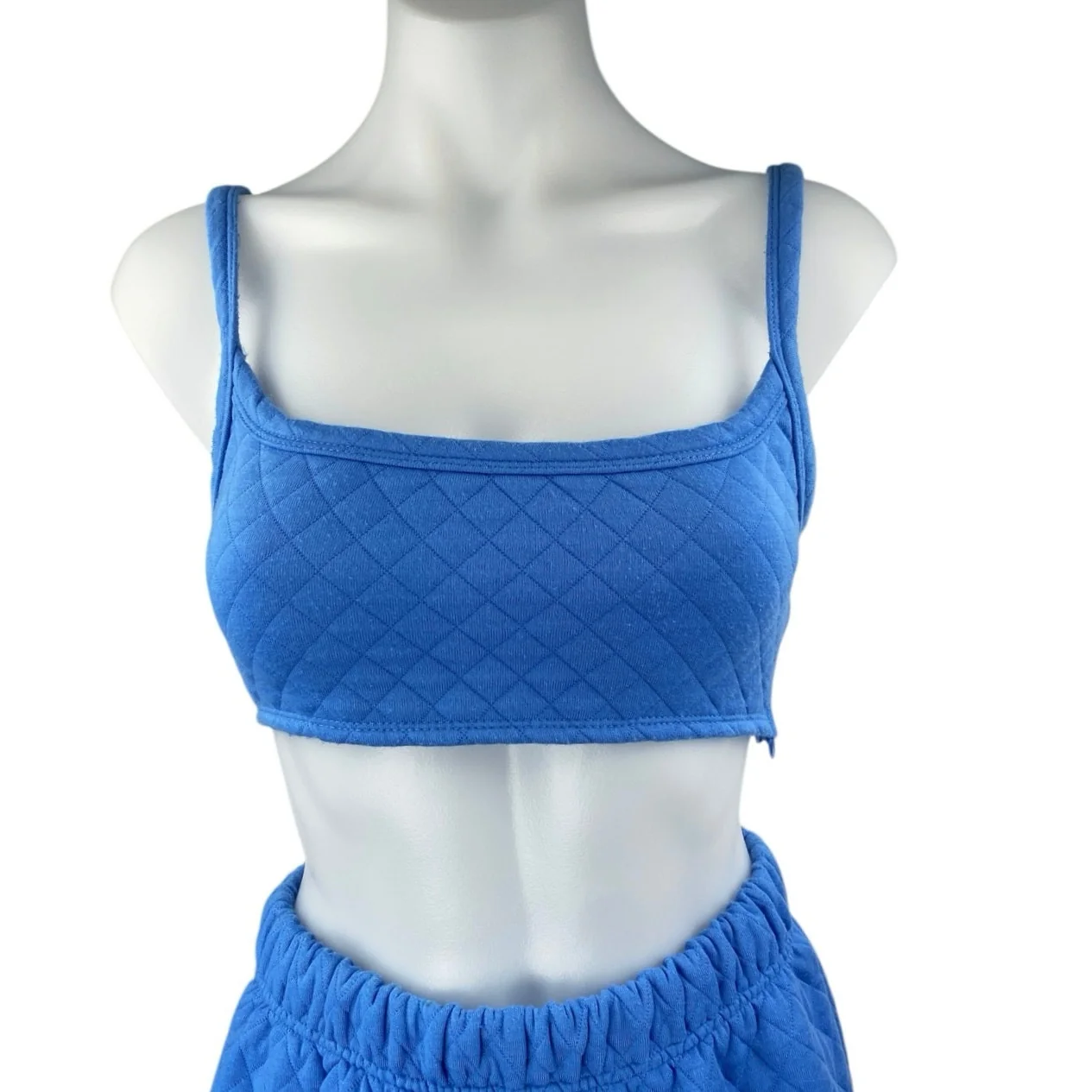 Princess Polly Blue Quilted Sleeveless Tank Crop Top Jogger Sweat Pants Size 4 - Image 5